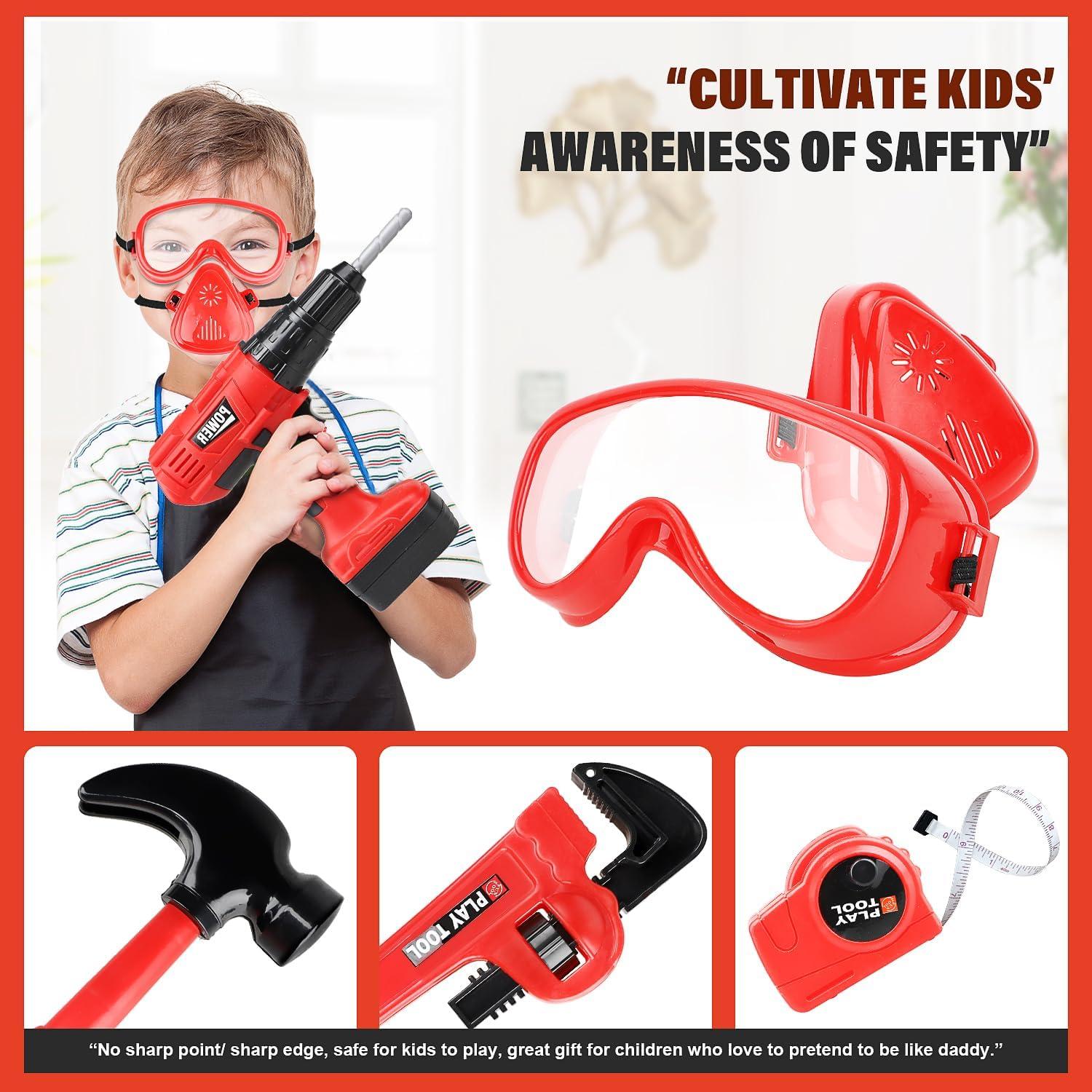 STEAM Life Kids Toy Set for Boys 3-5 with Power Drill, Tool Box, Hammer, Measure, Drill, Hammer, Measure