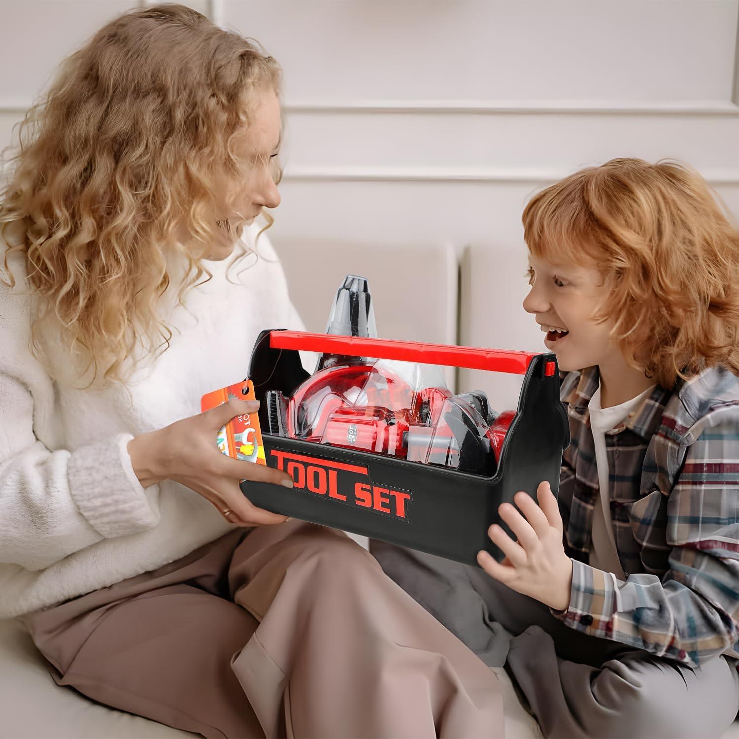 STEAM Life Kids Toy Set for Boys 3-5 with Power Drill, Tool Box, Hammer, Measure, Drill, Hammer, Measure