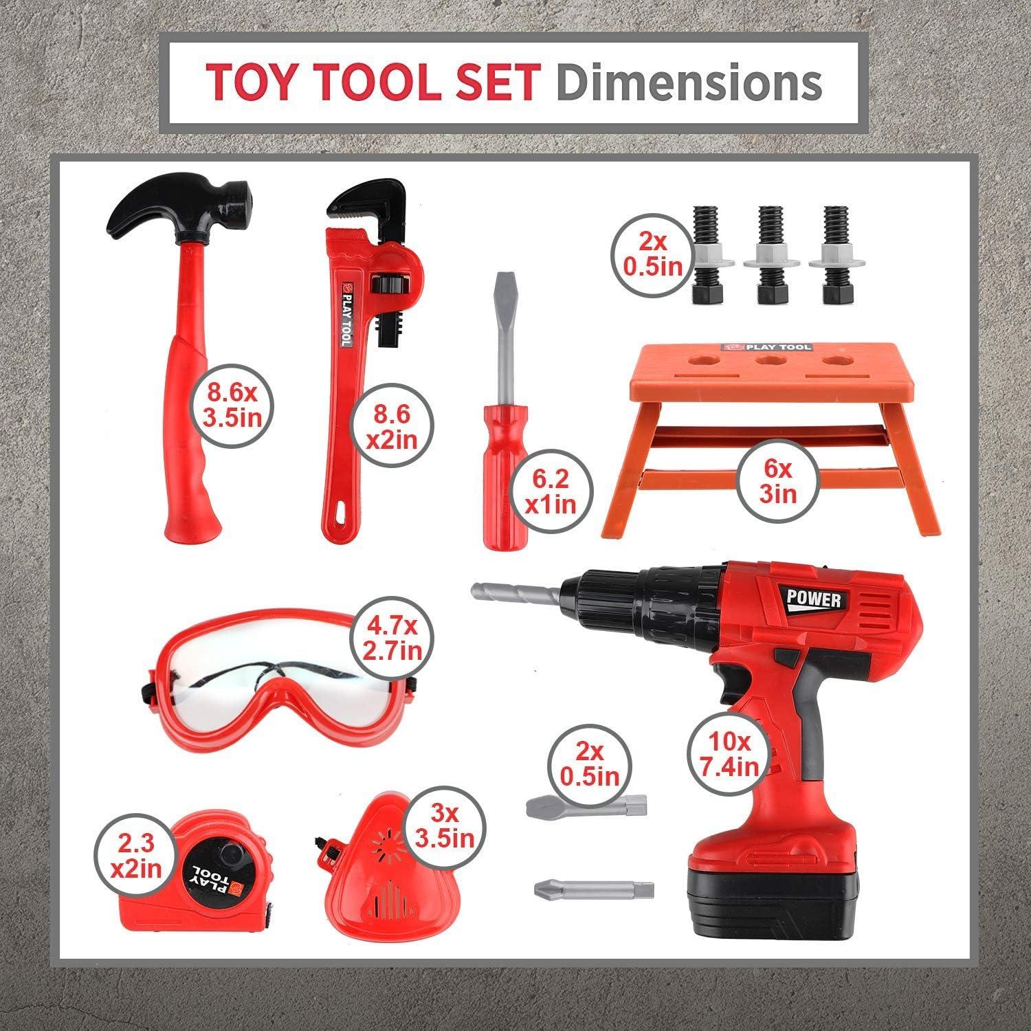 STEAM Life Kids Toy Set for Boys 3-5 with Power Drill, Tool Box, Hammer, Measure, Drill, Hammer, Measure