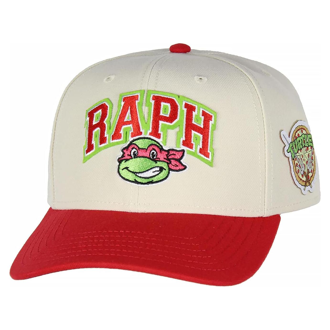 Gorra Snapback Precurva Nickelodeon TMNT Bordada Beige/Rojo