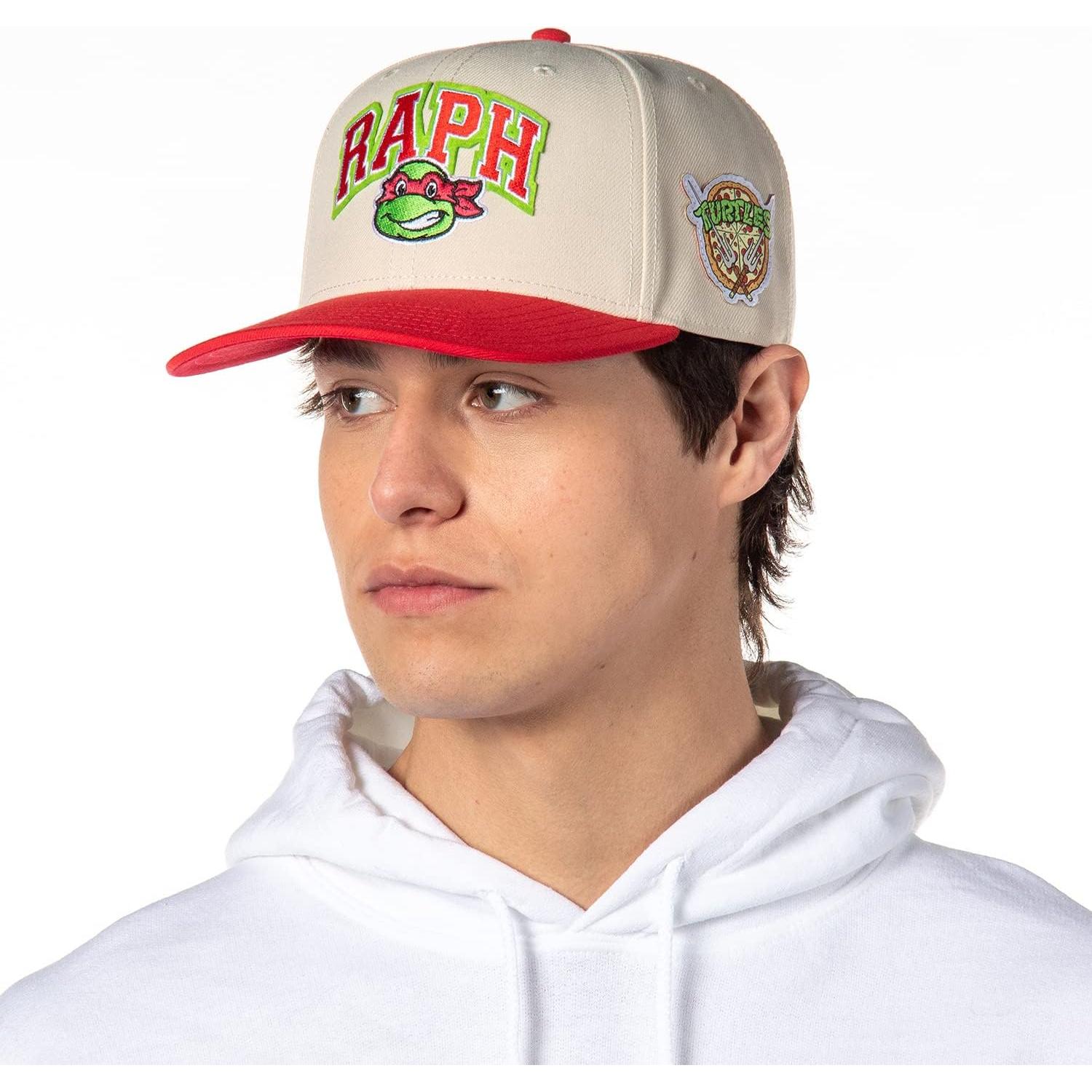 Gorra Snapback Precurva Nickelodeon TMNT Bordada Beige/Rojo