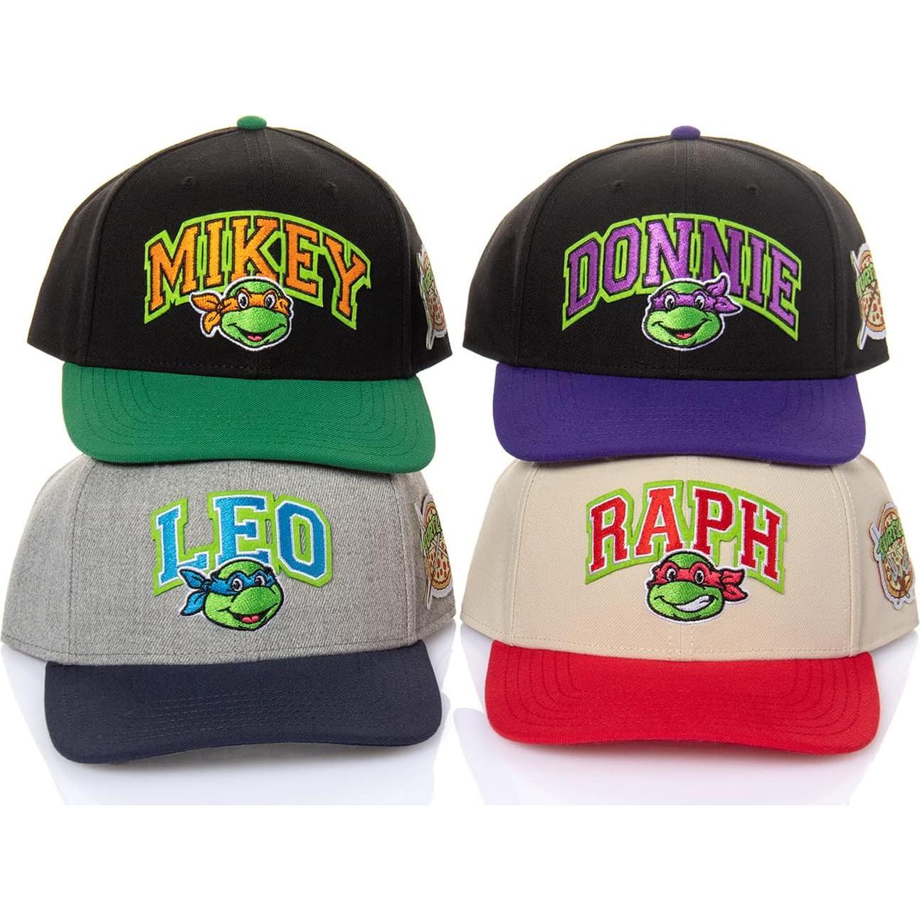 Gorra Snapback Precurva Nickelodeon TMNT Bordada Beige/Rojo