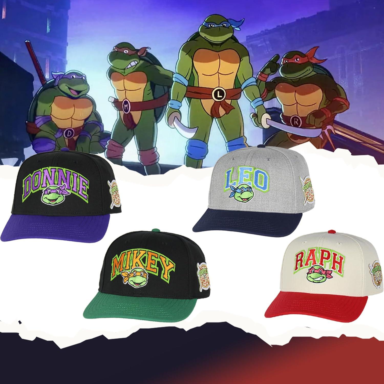 Gorra Snapback Precurva Nickelodeon TMNT Bordada Beige/Rojo