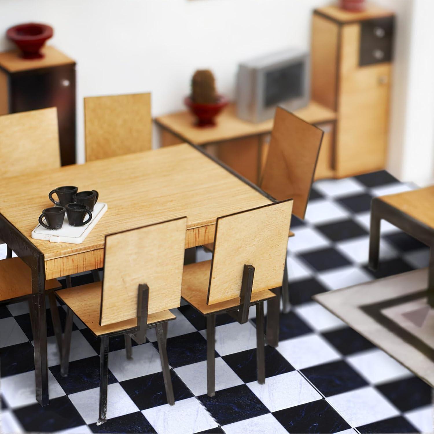 Suelo de Casa de Muñecas DOITOOL 27PCS Madera Natural