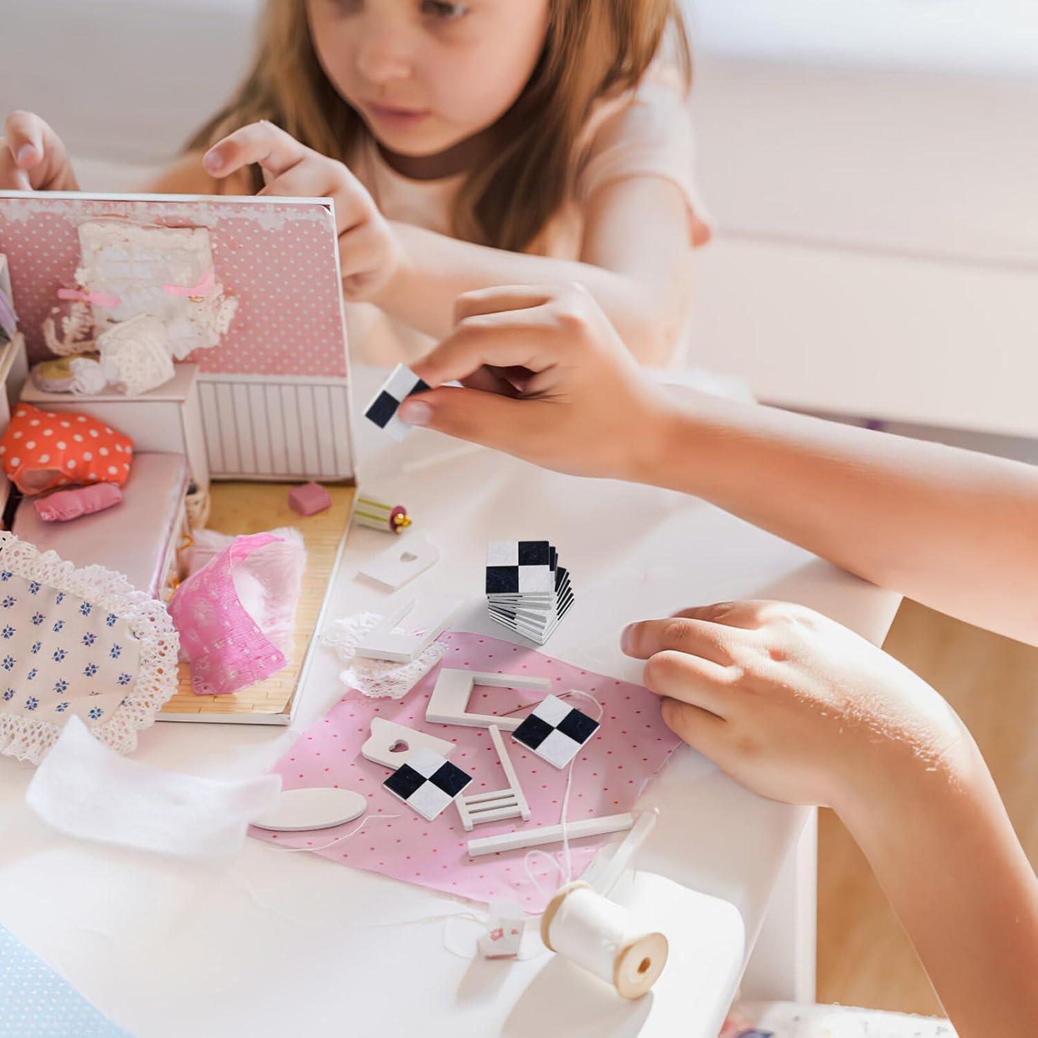 Suelo de Casa de Muñecas DOITOOL 27PCS Madera Natural