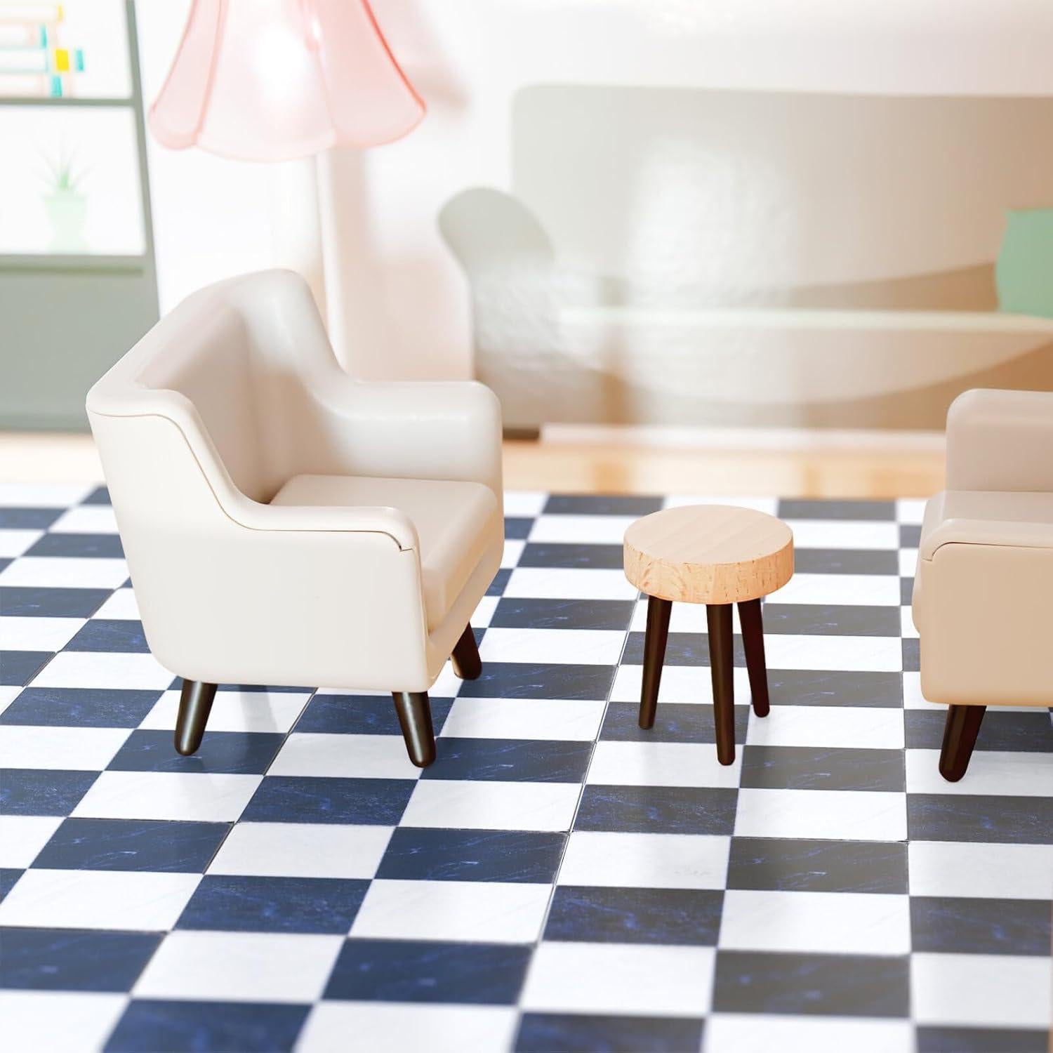 Suelo de Casa de Muñecas DOITOOL 27PCS Madera Natural