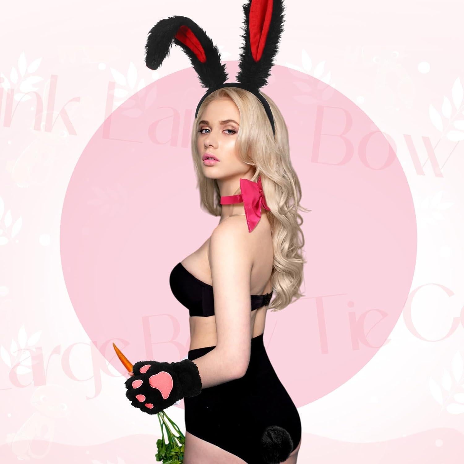 Conjunto Disfraz Conejo de Pascua Mujer - Orejas, Pajarita, Guantes