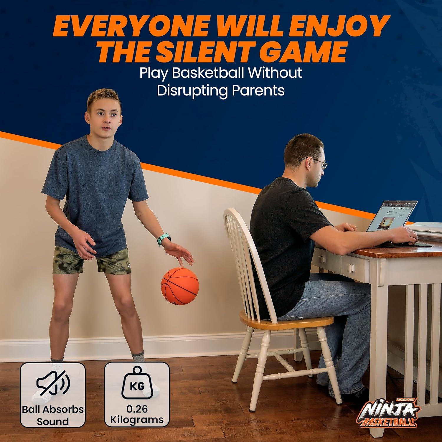 NERO SPORT Ninja Silent Basketball- Soft Foam Indoor Hoop Play | Soundless Ball for Quiet Dribbling and Indoor Training