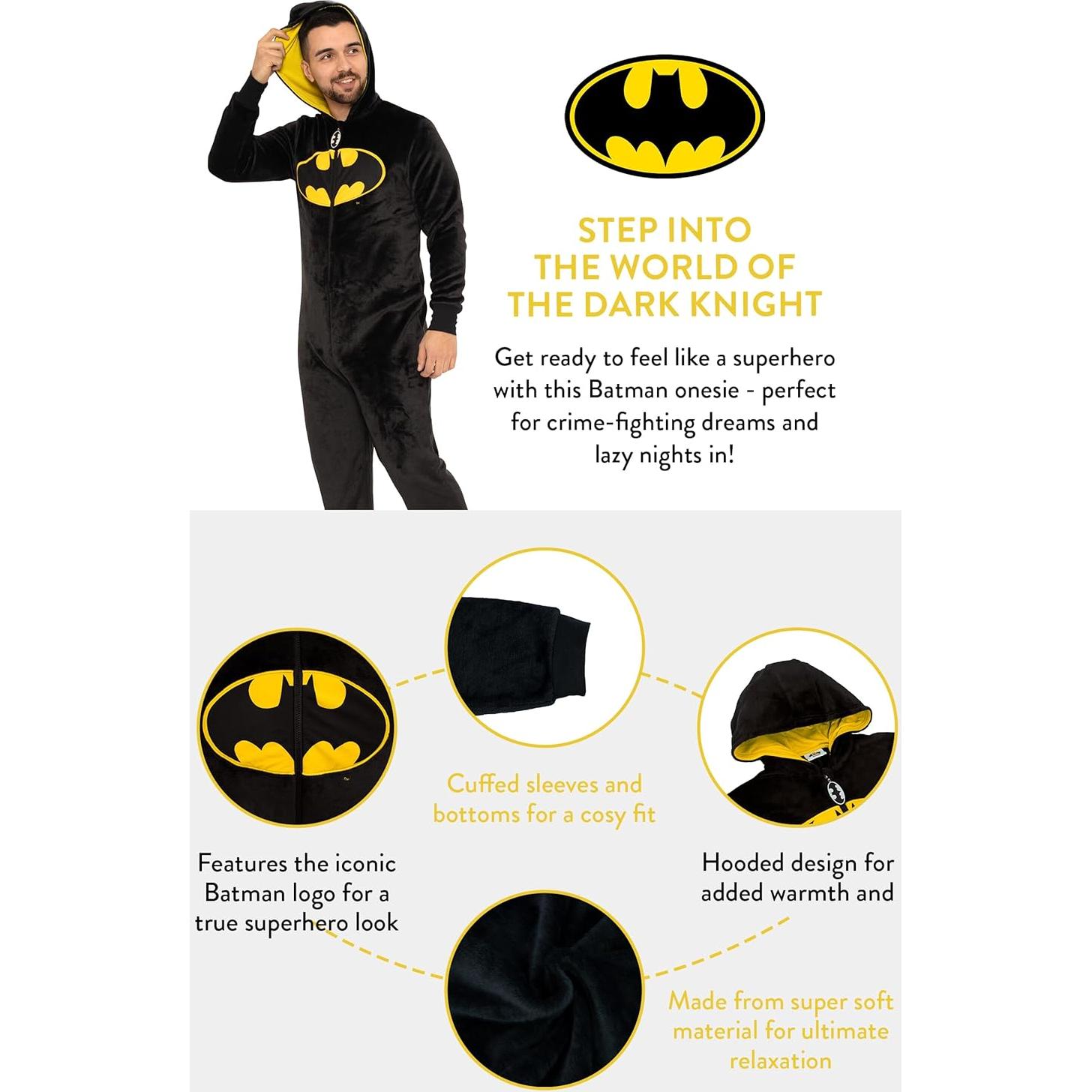 Mono de Batman para Hombres | Pijamas DC Comics | Tallas S a XXL