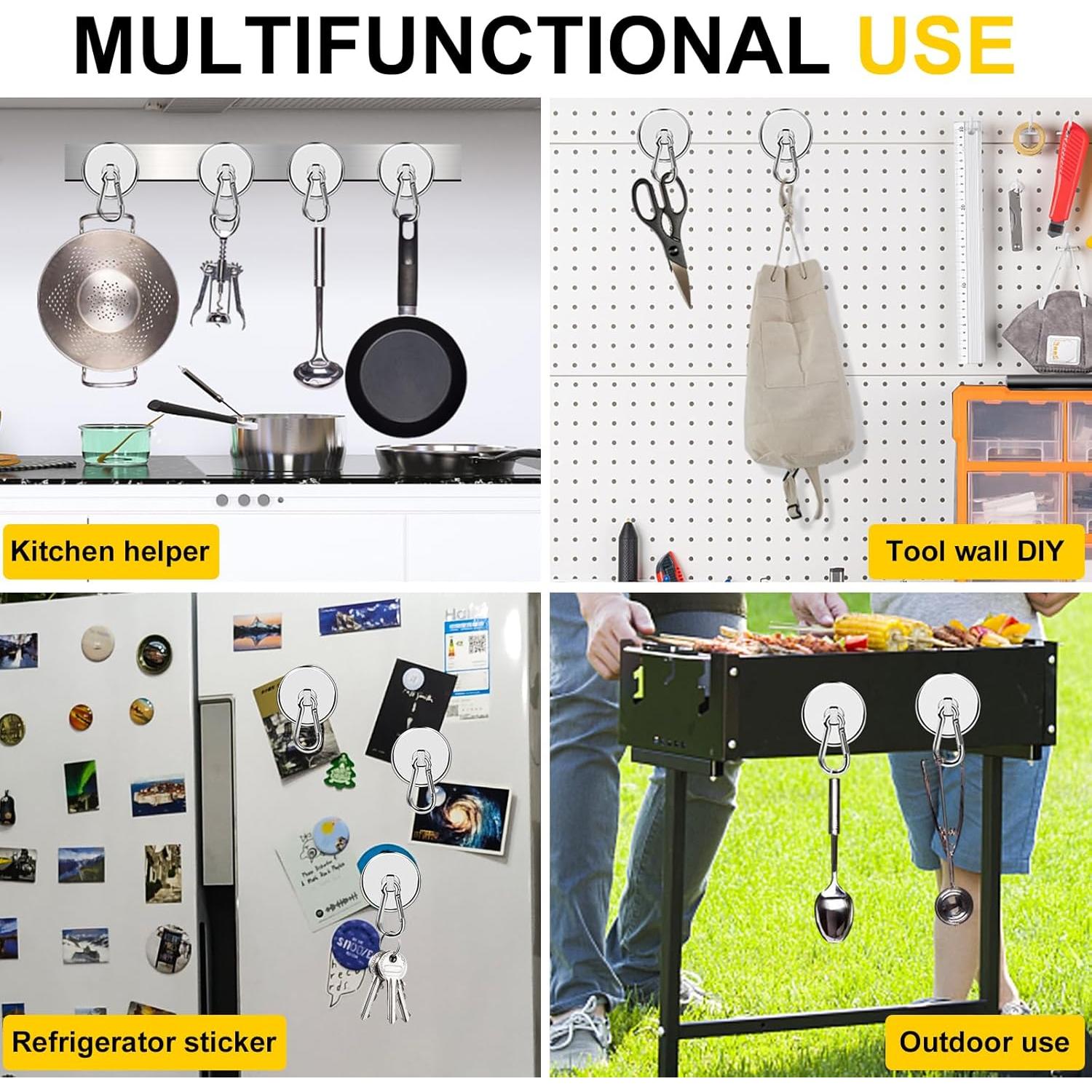 Ganchos Magnéticos DIYMAG 4P 90.72kg Acero Inoxidable