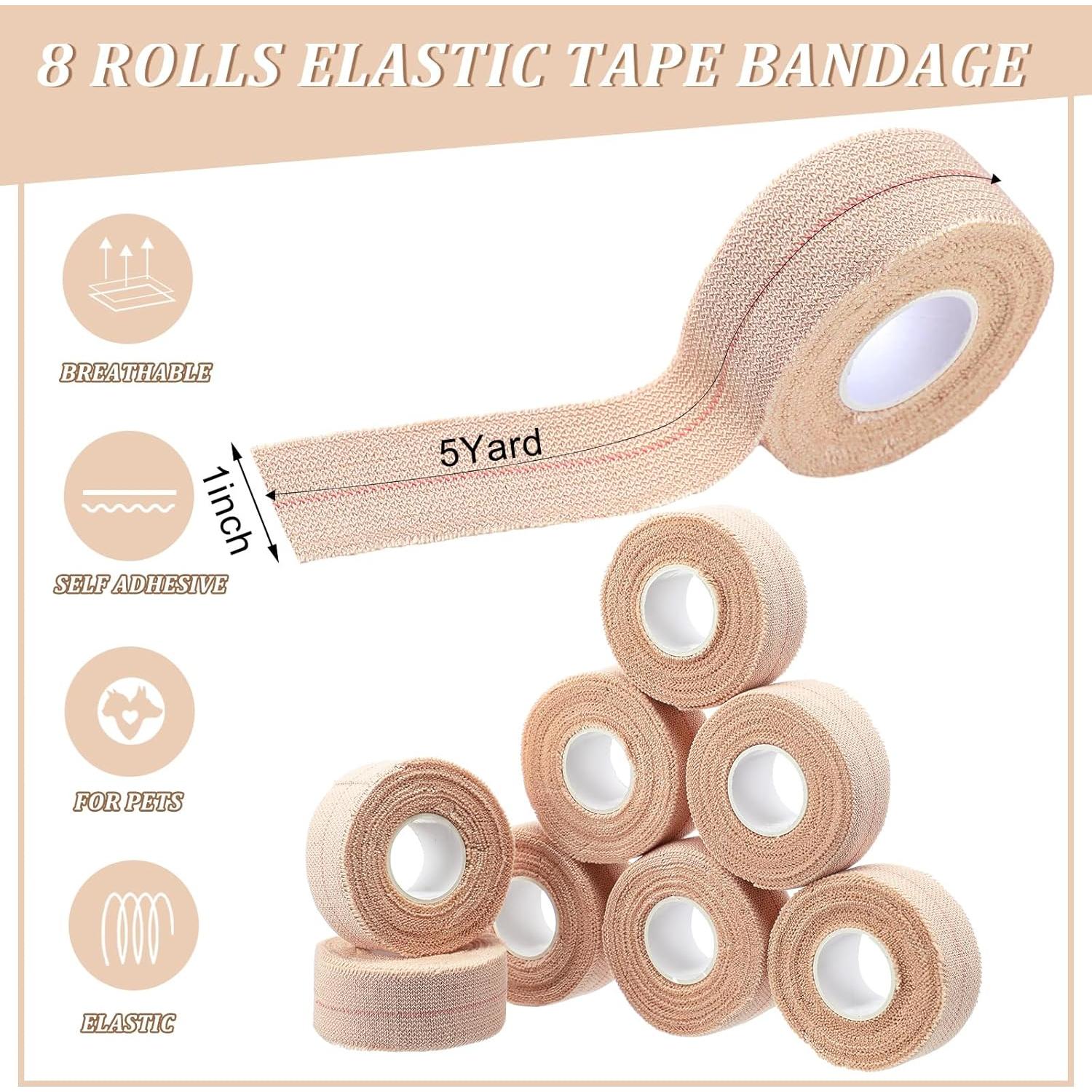 Cinta Adhesiva Elástica Tondiamo 8 Rollos 2.54 cm x 4.57 m