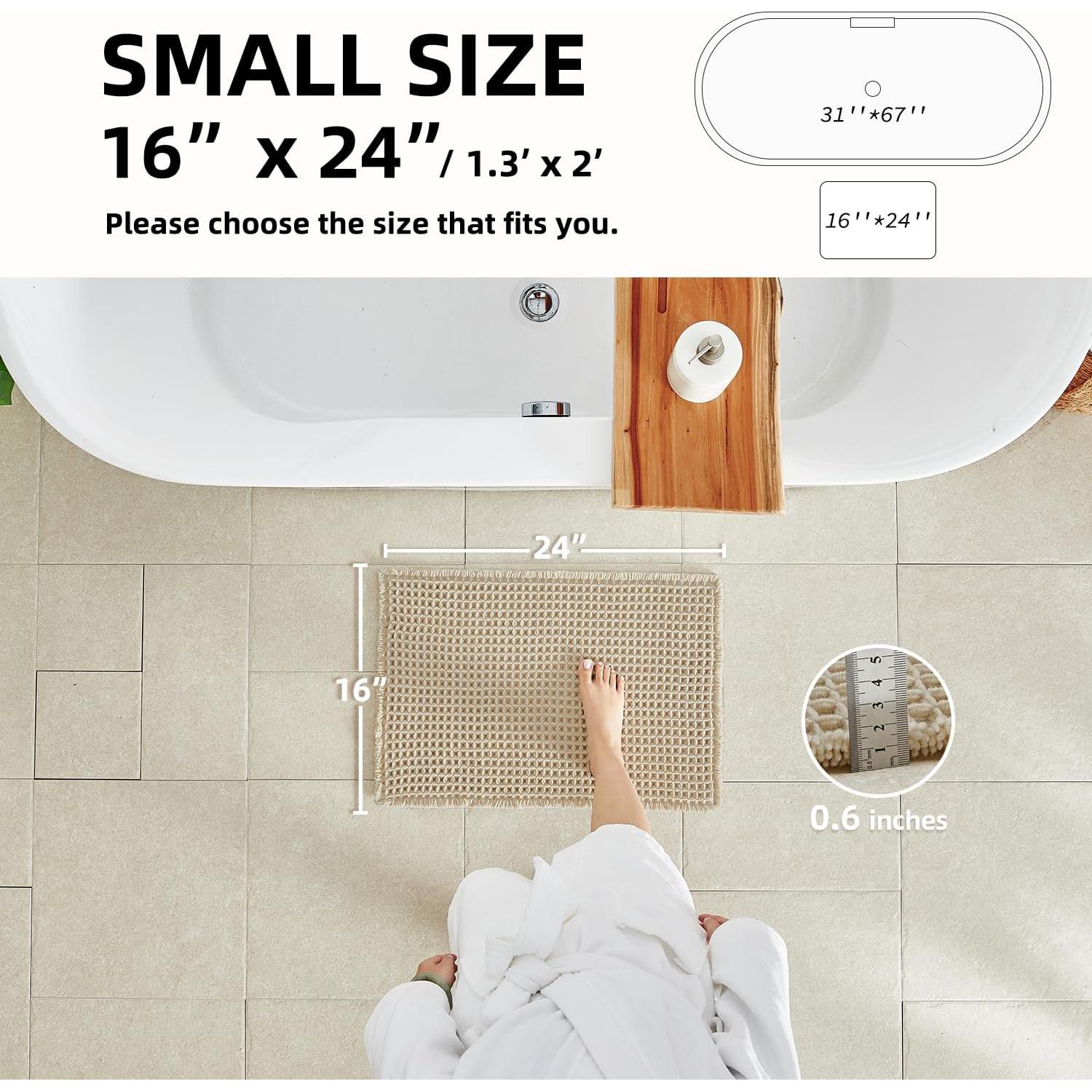 Alfombra de Baño Beige TYUU 24x16 Antideslizante Lavable
