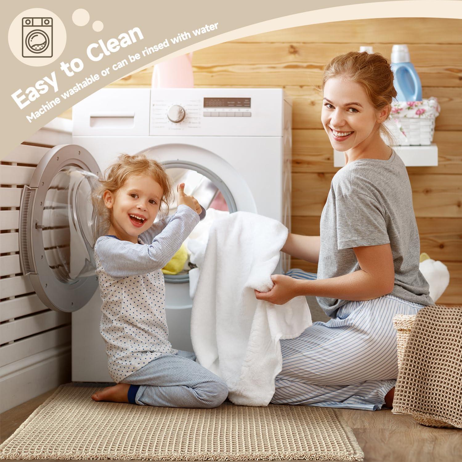 Alfombra de Baño Beige TYUU 24x16 Antideslizante Lavable