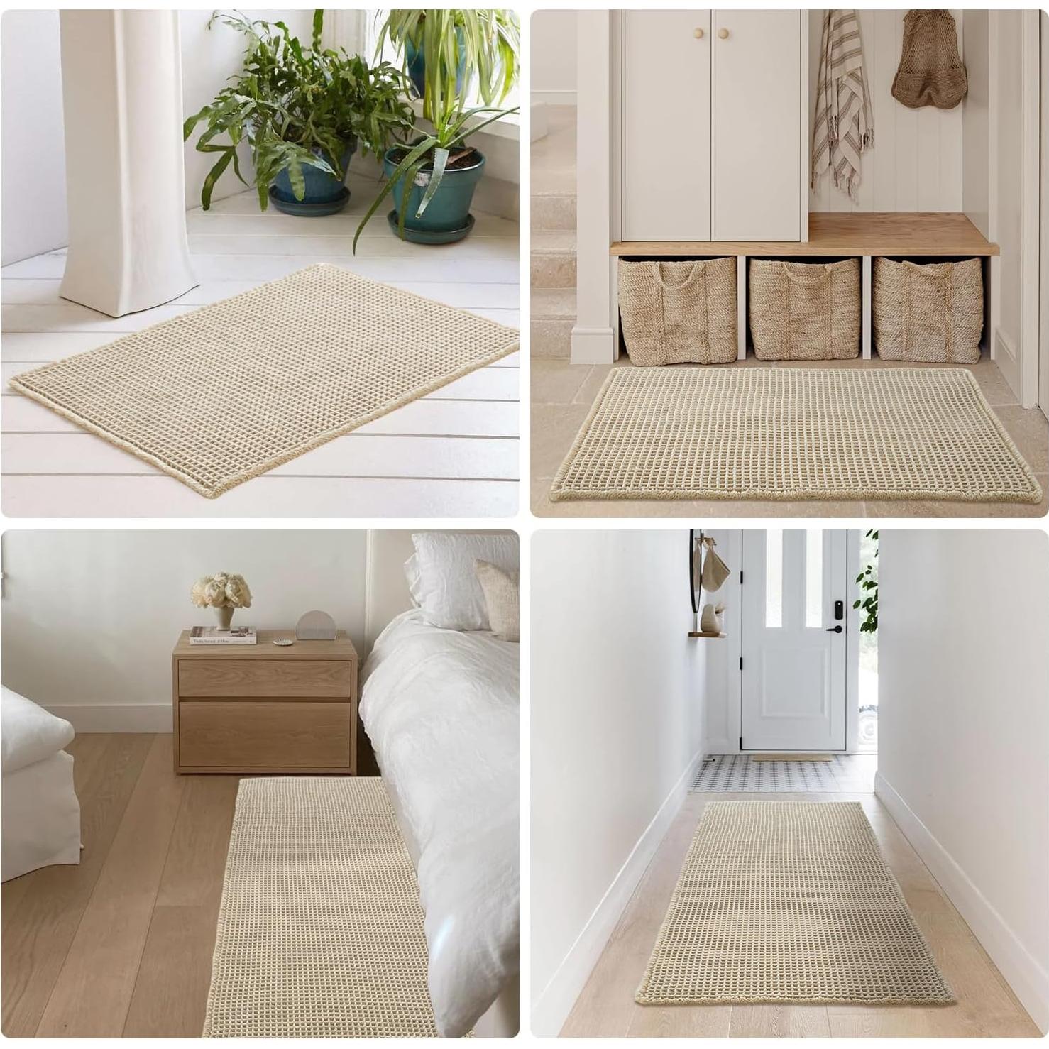 Alfombra de Baño Beige TYUU 24x16 Antideslizante Lavable