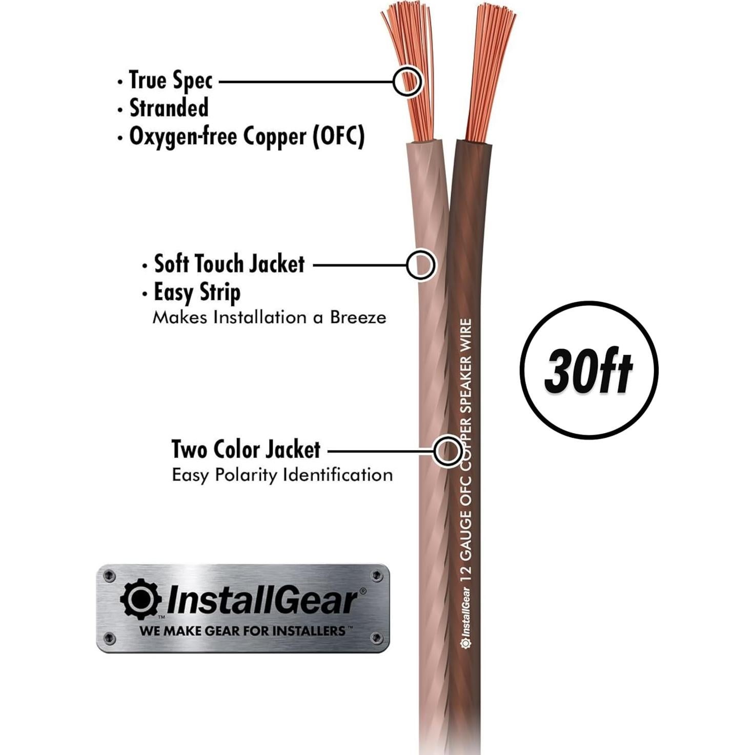 Cable de altavoz InstallGear 12 AWG 30,48 m Cobre OFC