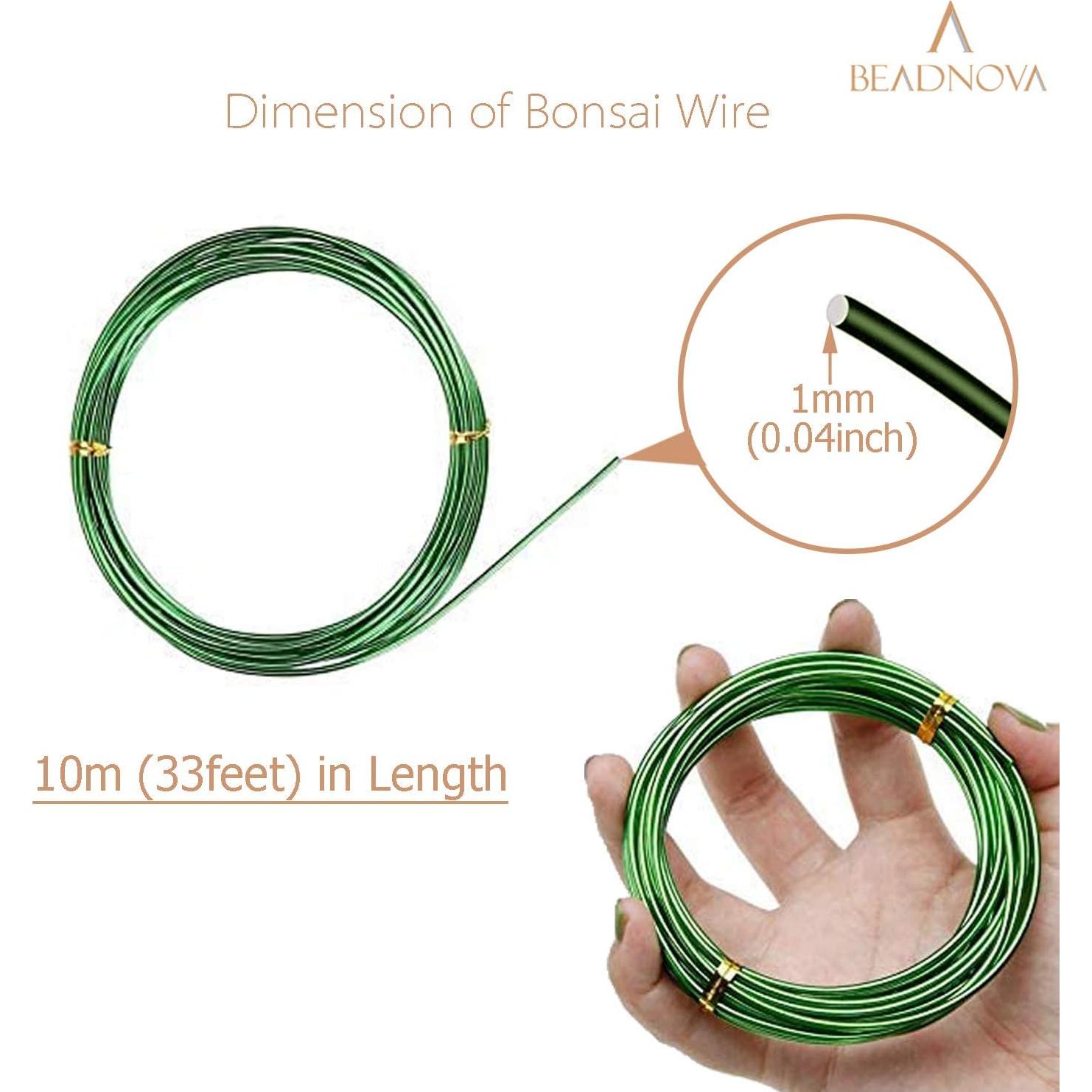 Alambre de Bonsai BEADNOVA 30m Verde 1mm para Plantas