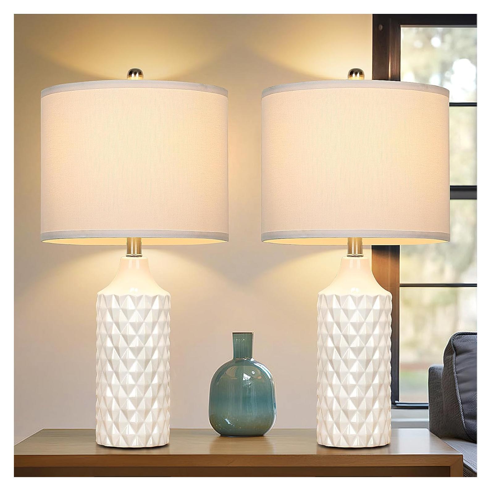 Juego de 2 Lámparas de Mesa Cerámica Qingmiao 63.5 cm Regulables