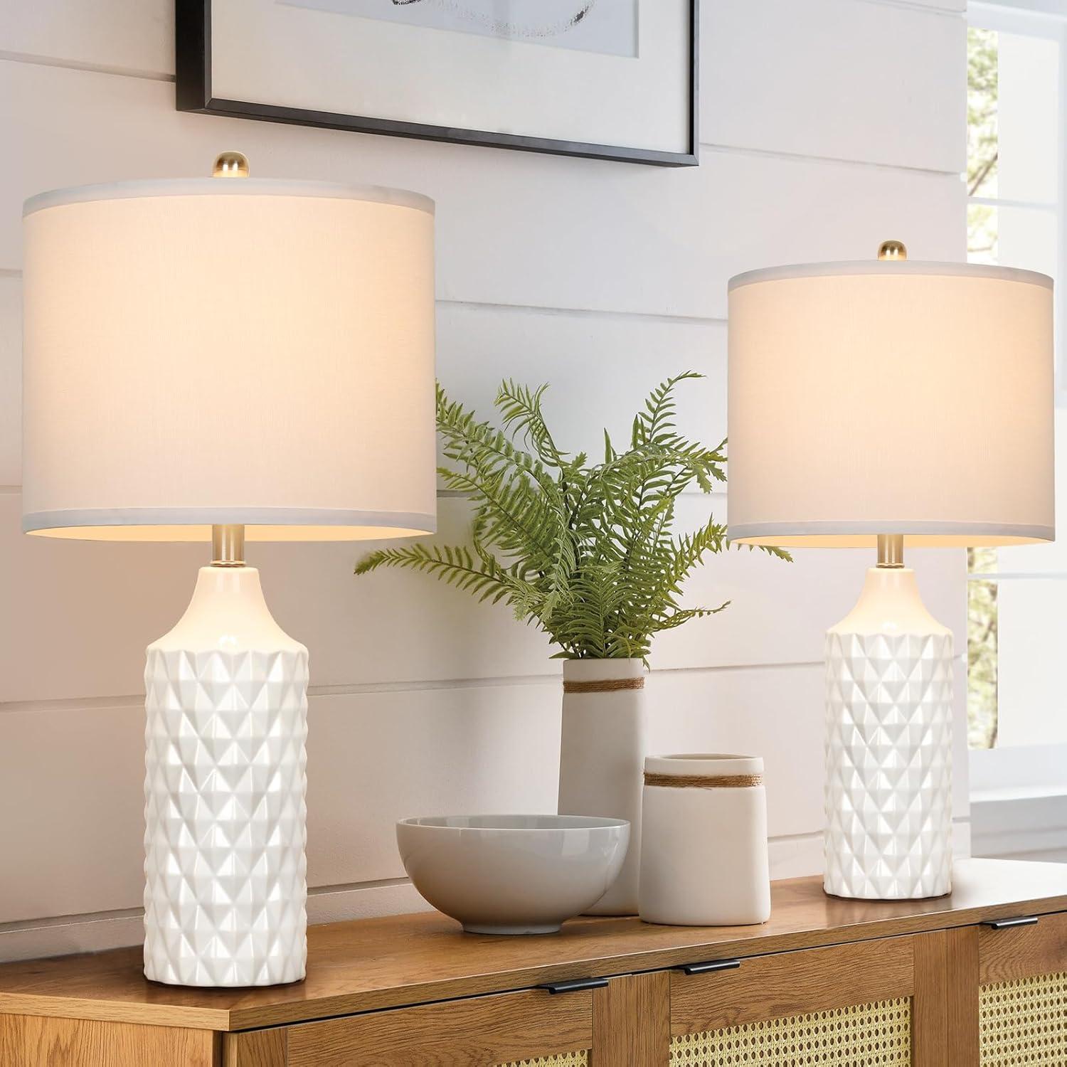 Juego de 2 Lámparas de Mesa Cerámica Qingmiao 63.5 cm Regulables