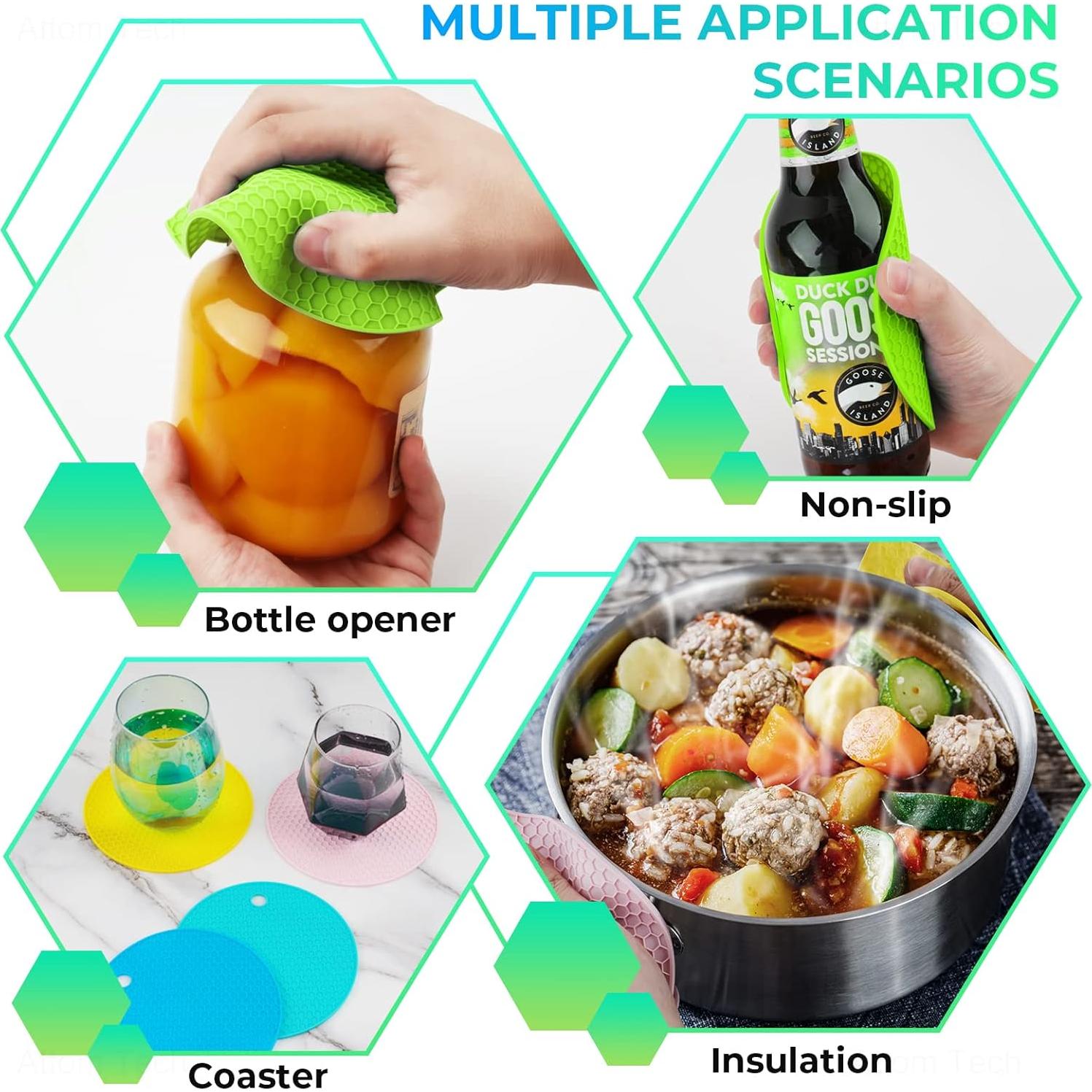 NiHome Almohadillas Abre Frascos de Silicona Antideslizantes 4 Piezas