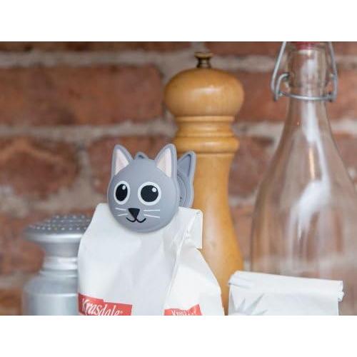 Clip de bolsa Kikkerland con sonido de gato gris