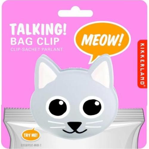 Clip de bolsa Kikkerland con sonido de gato gris