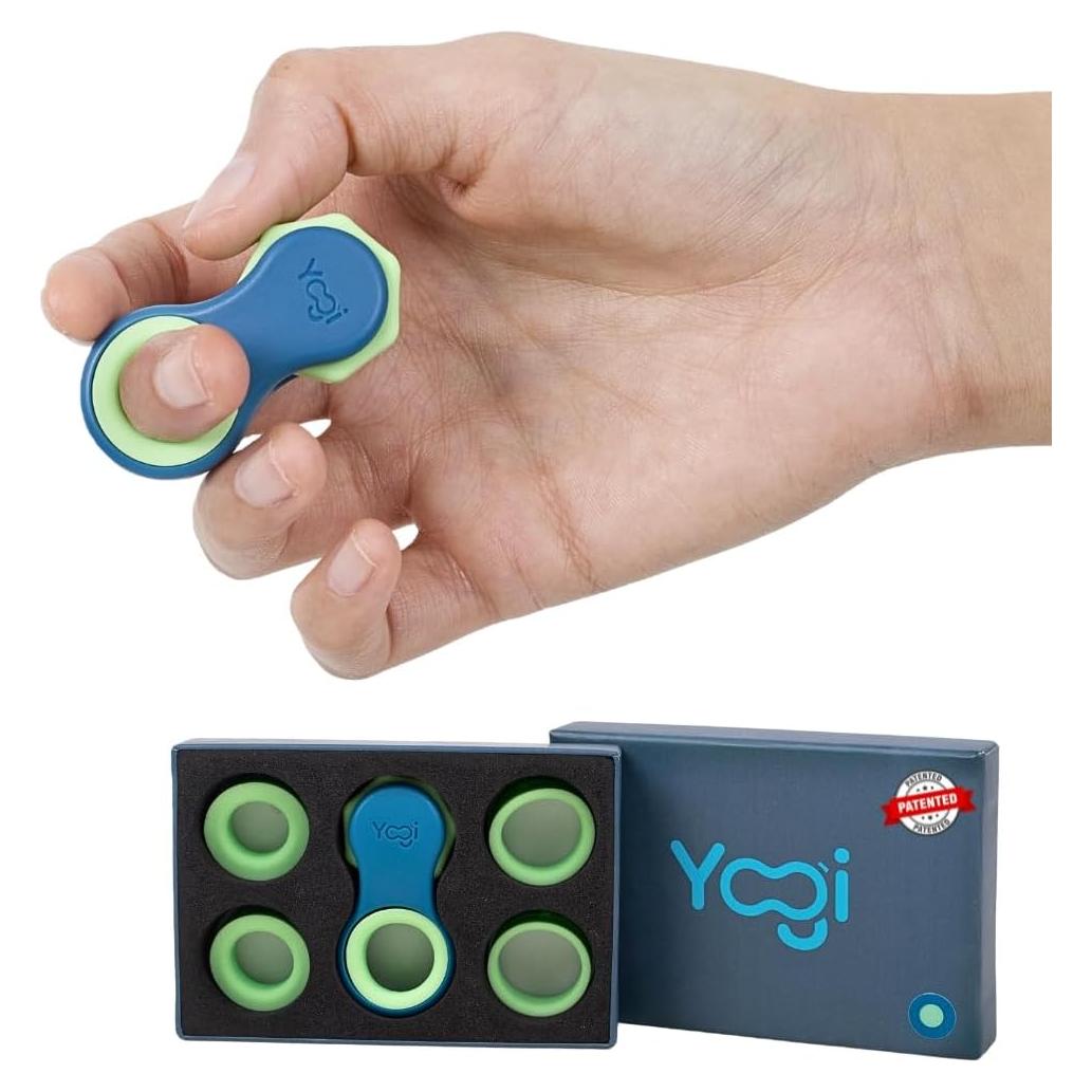 Yogi Juguete Antiestrés - Spinner Verde Azulado, 5 Anillos