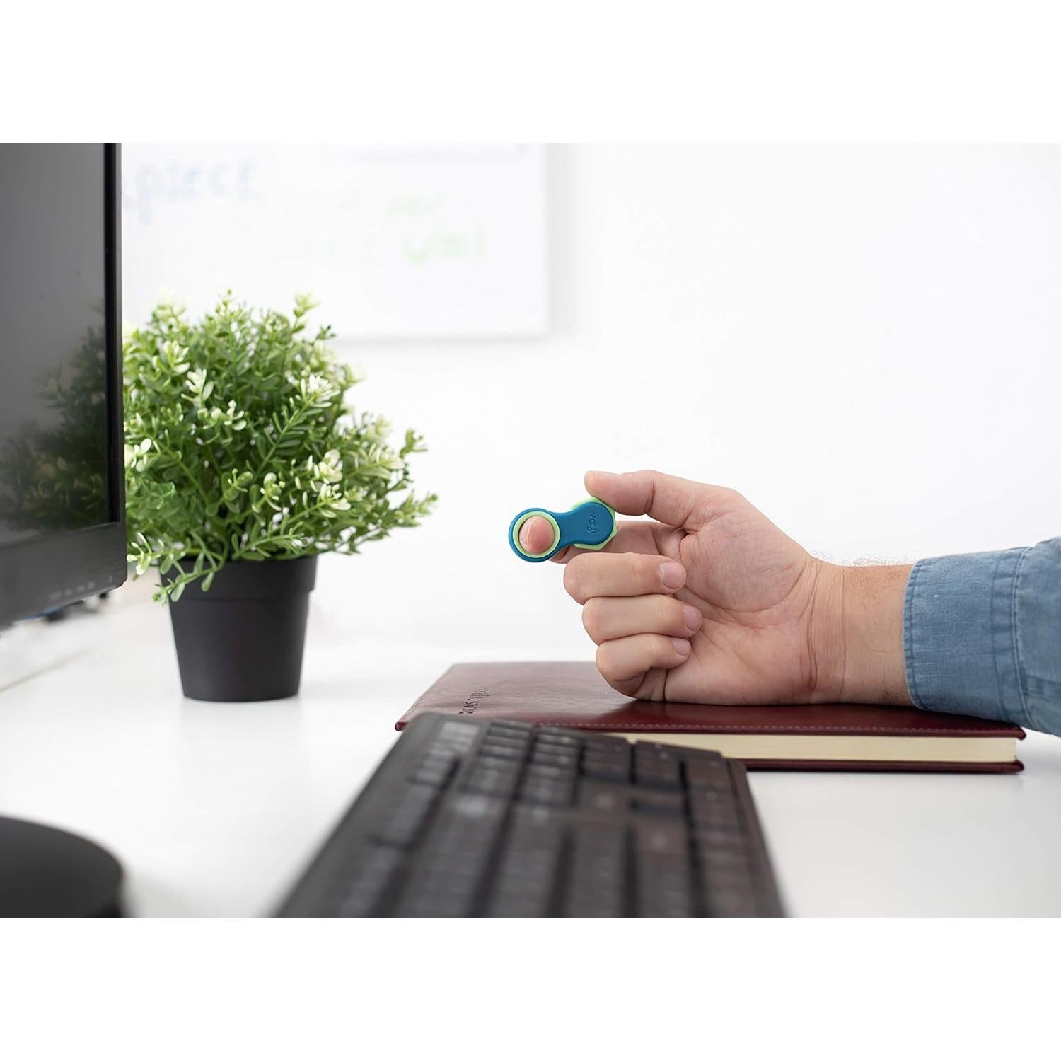 Yogi Juguete Antiestrés - Spinner Verde Azulado, 5 Anillos