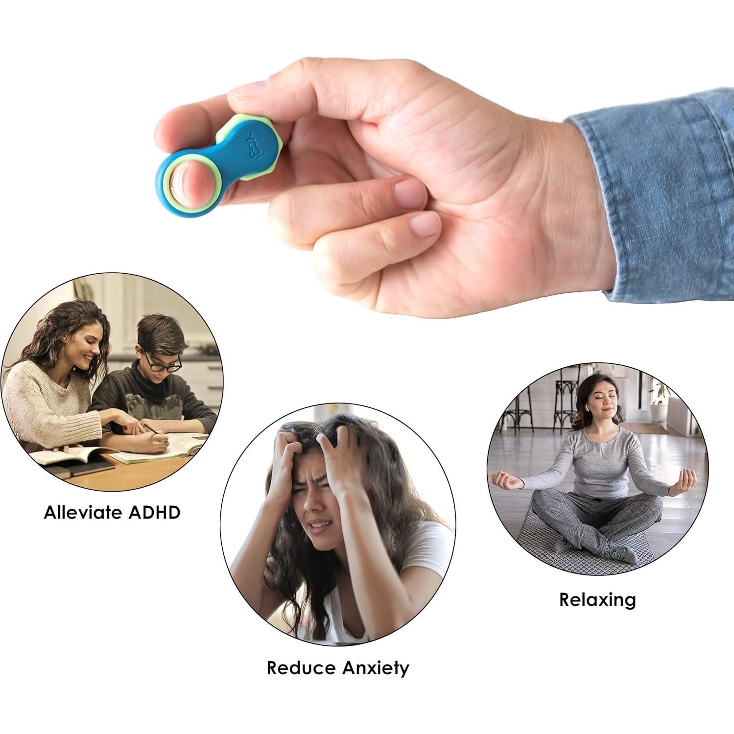 Yogi Juguete Antiestrés - Spinner Verde Azulado, 5 Anillos