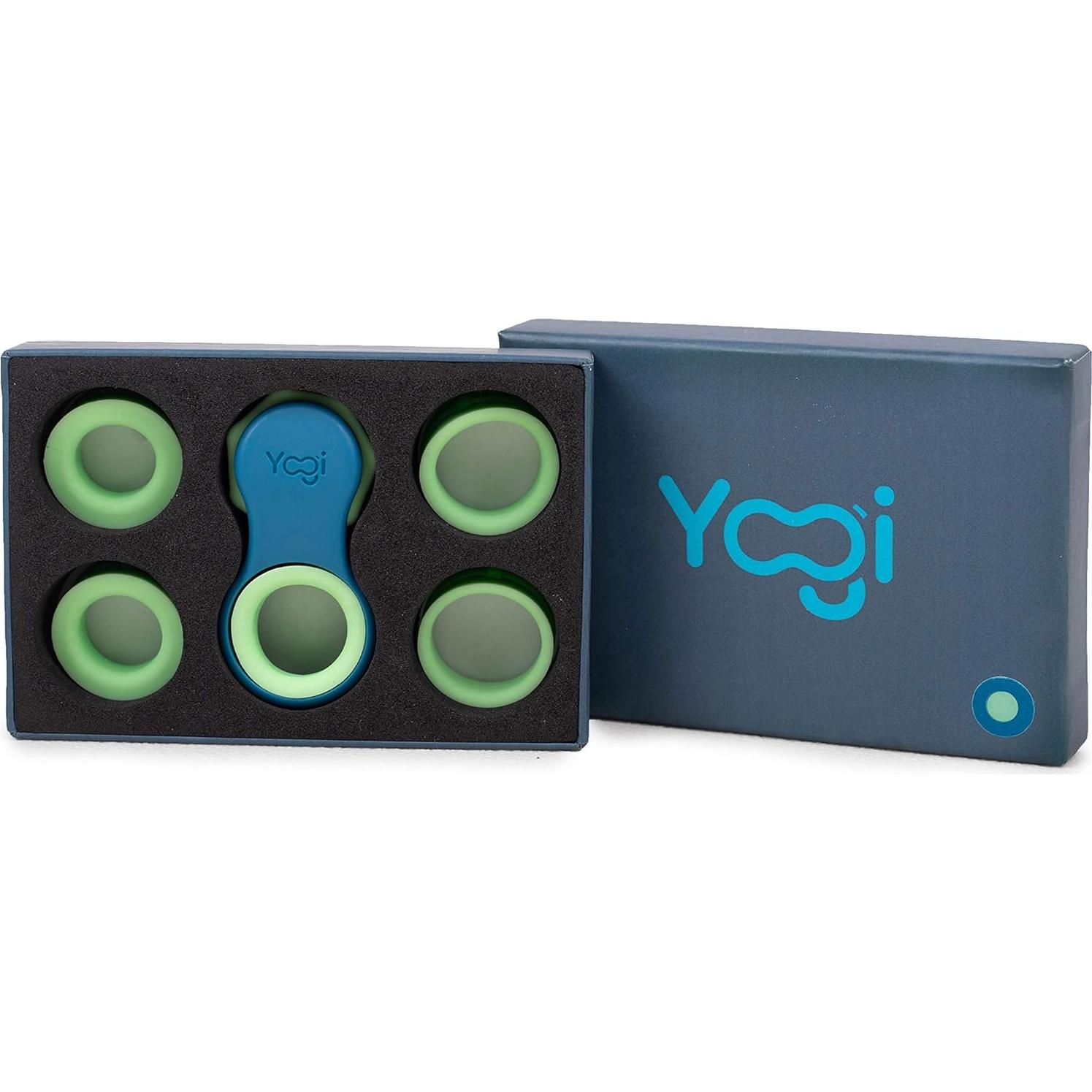 Yogi Juguete Antiestrés - Spinner Verde Azulado, 5 Anillos