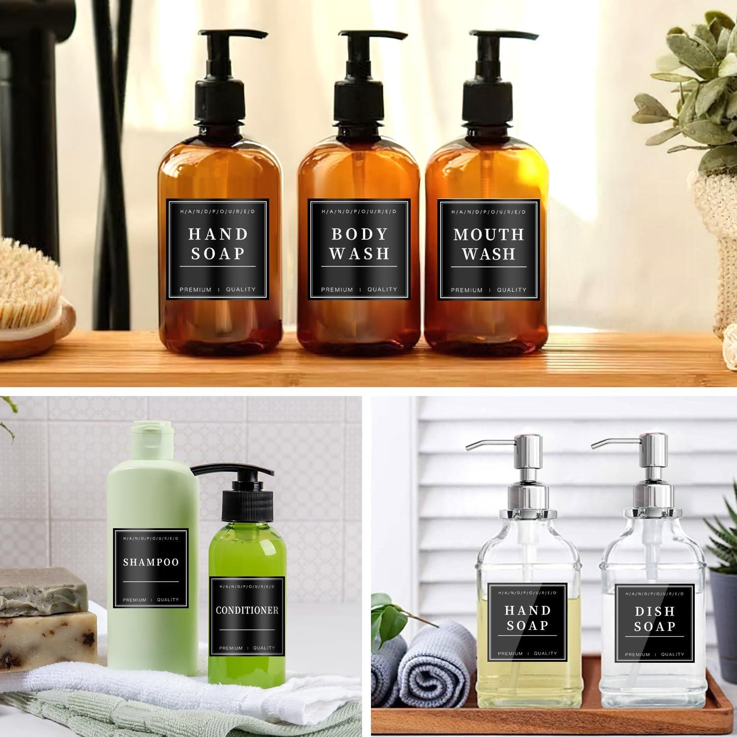 Etiquetas Impermeables TESWEY para Botellas de Baño 24PCS