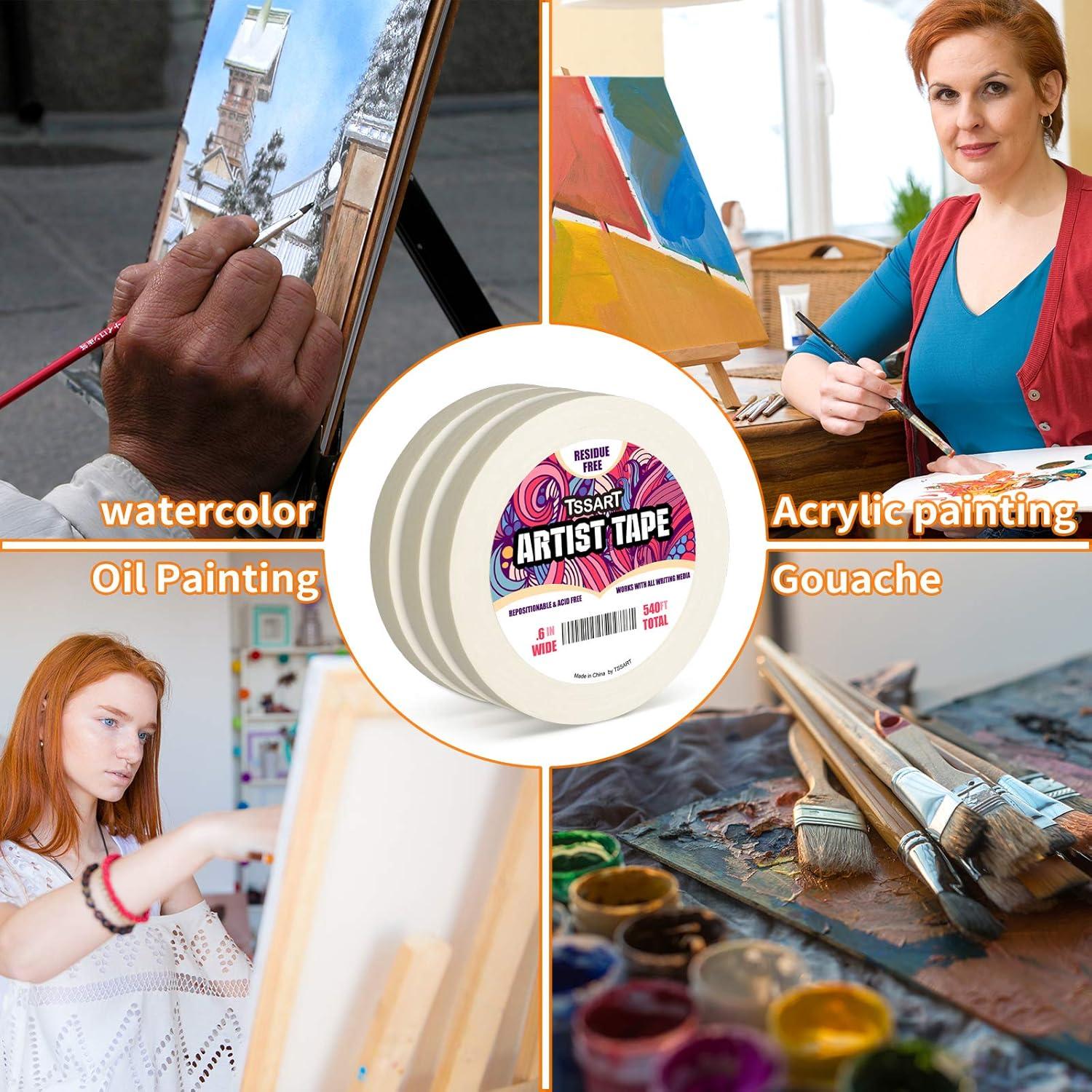 Paquete de 3 Cintas de Artista TSSART 1.52 cm Ancho 54.86 m