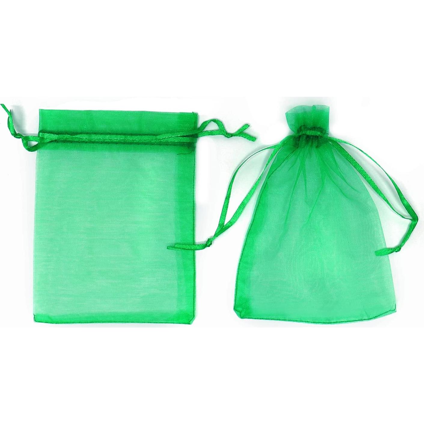 50 Bolsas de Organza Verde 7x9cm con Cierre para Regalos