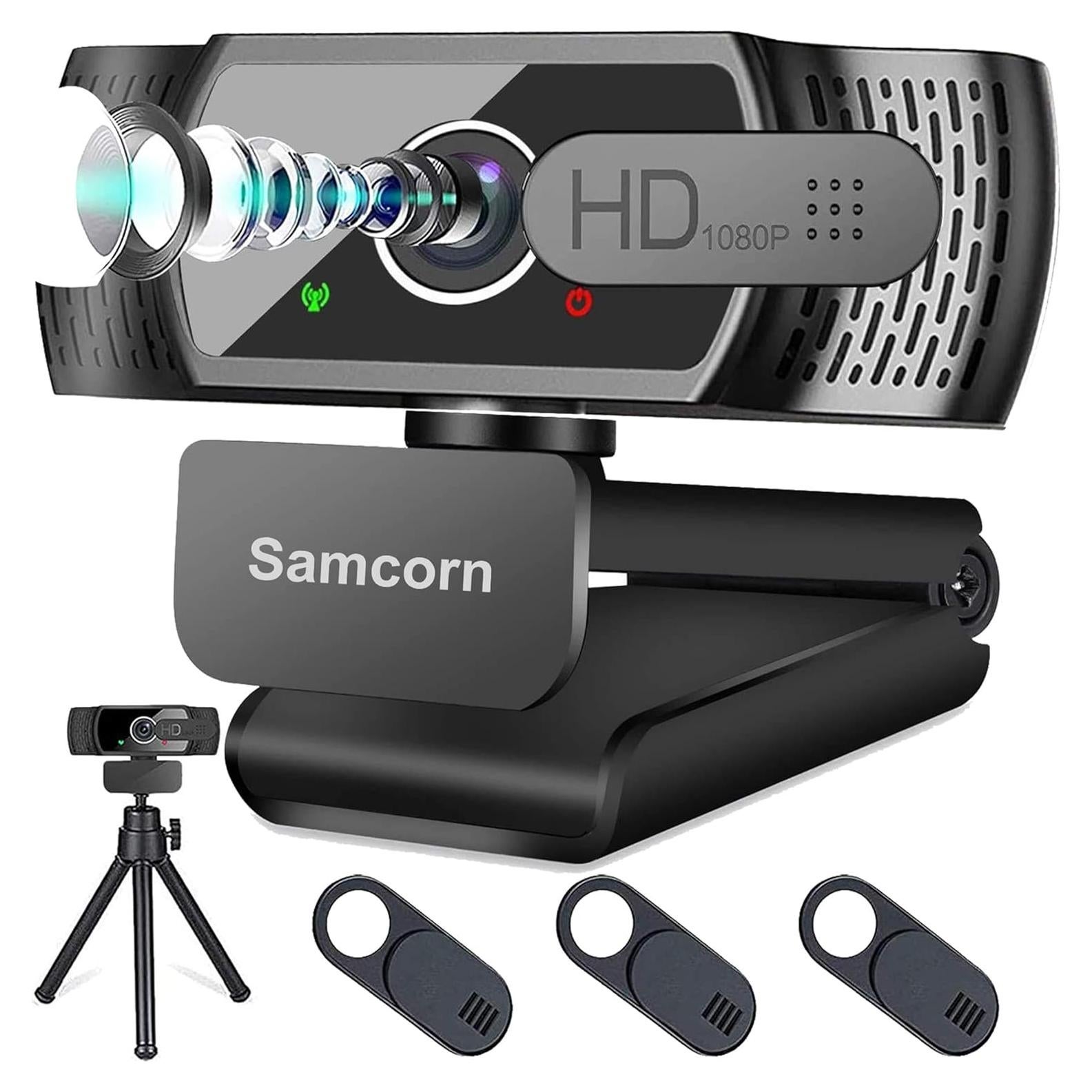 Cámara Web USB HD Samcorn A36 1080P con Micrófono y Trípode