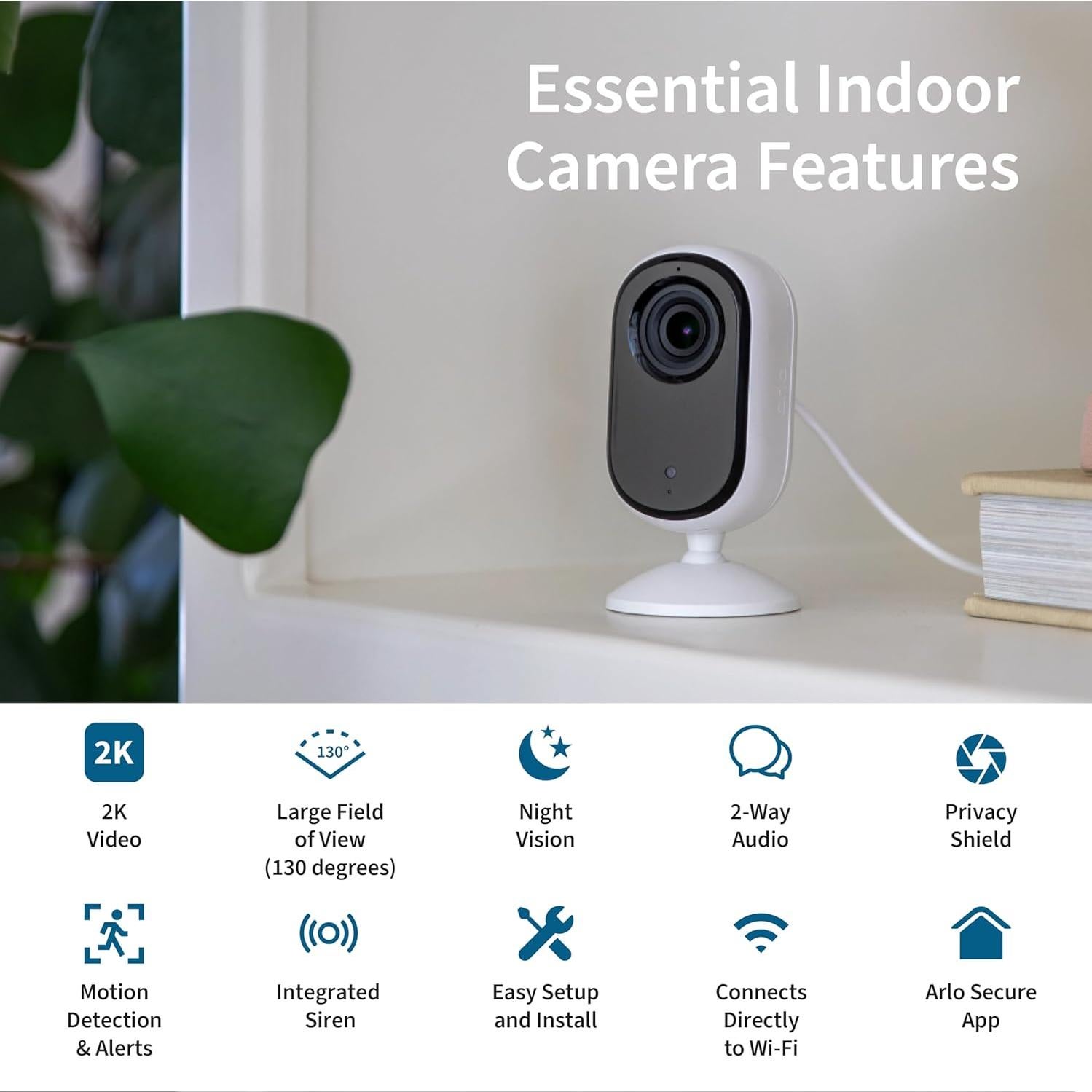 Cámara Arlo Esencial 2K Interior | 2 Cámaras | Audio Bidireccional