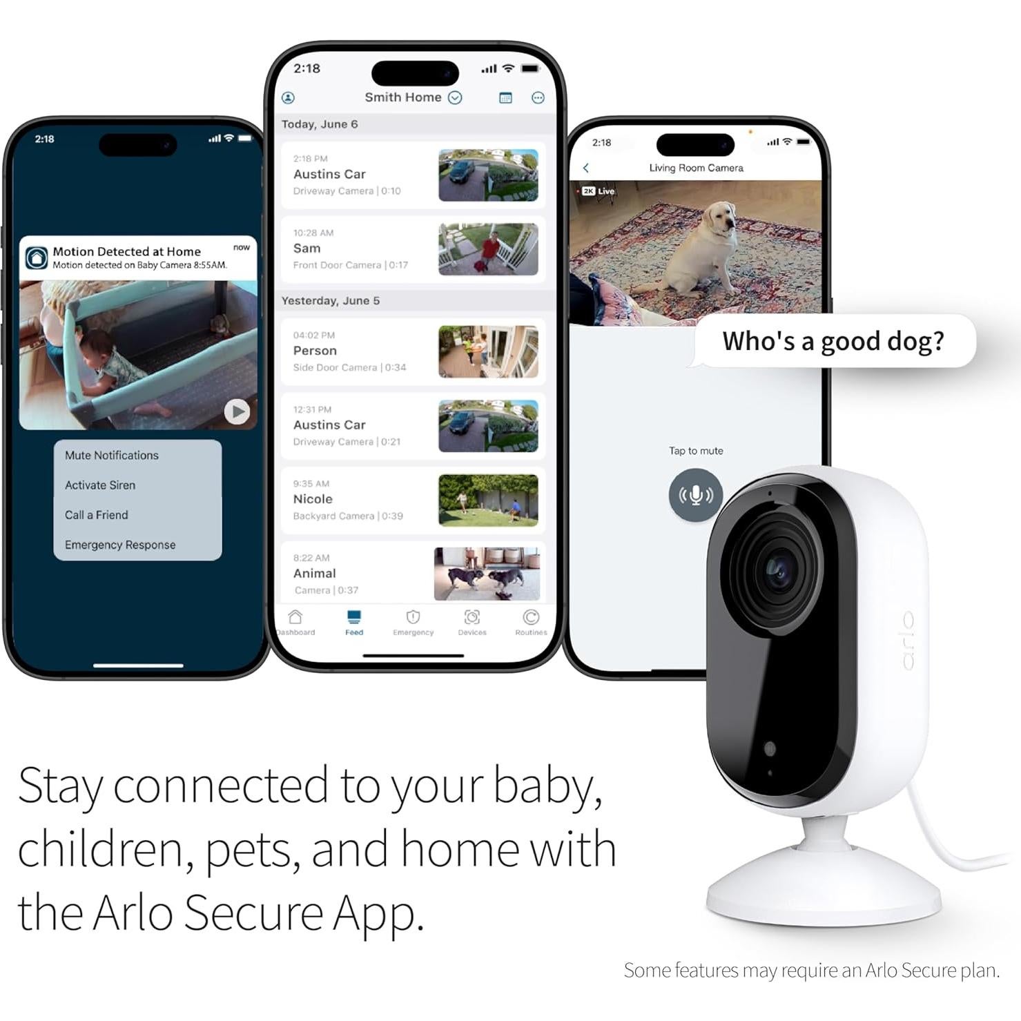 Cámara Arlo Esencial 2K Interior | 2 Cámaras | Audio Bidireccional