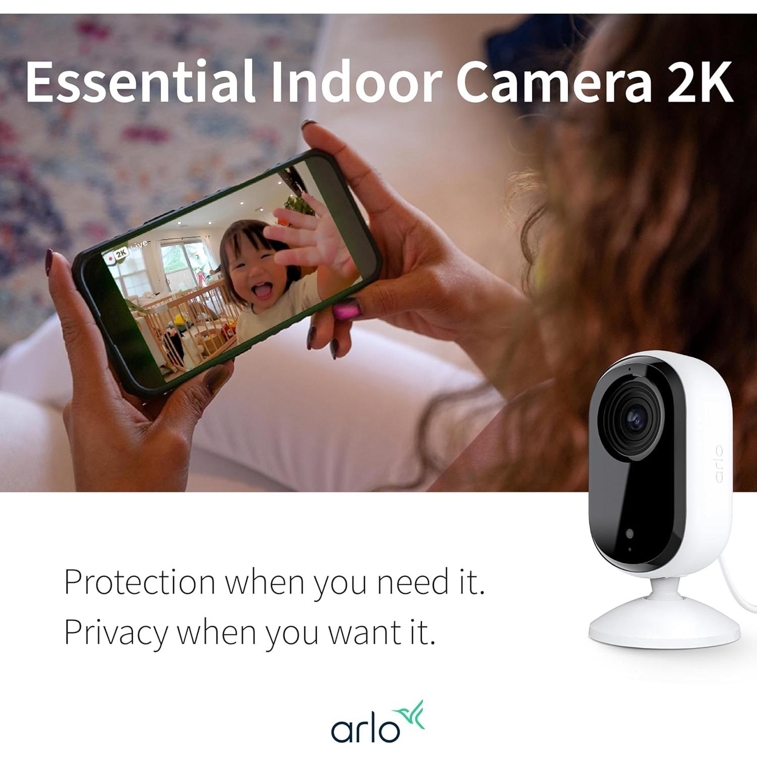 Cámara Arlo Esencial 2K Interior | 2 Cámaras | Audio Bidireccional
