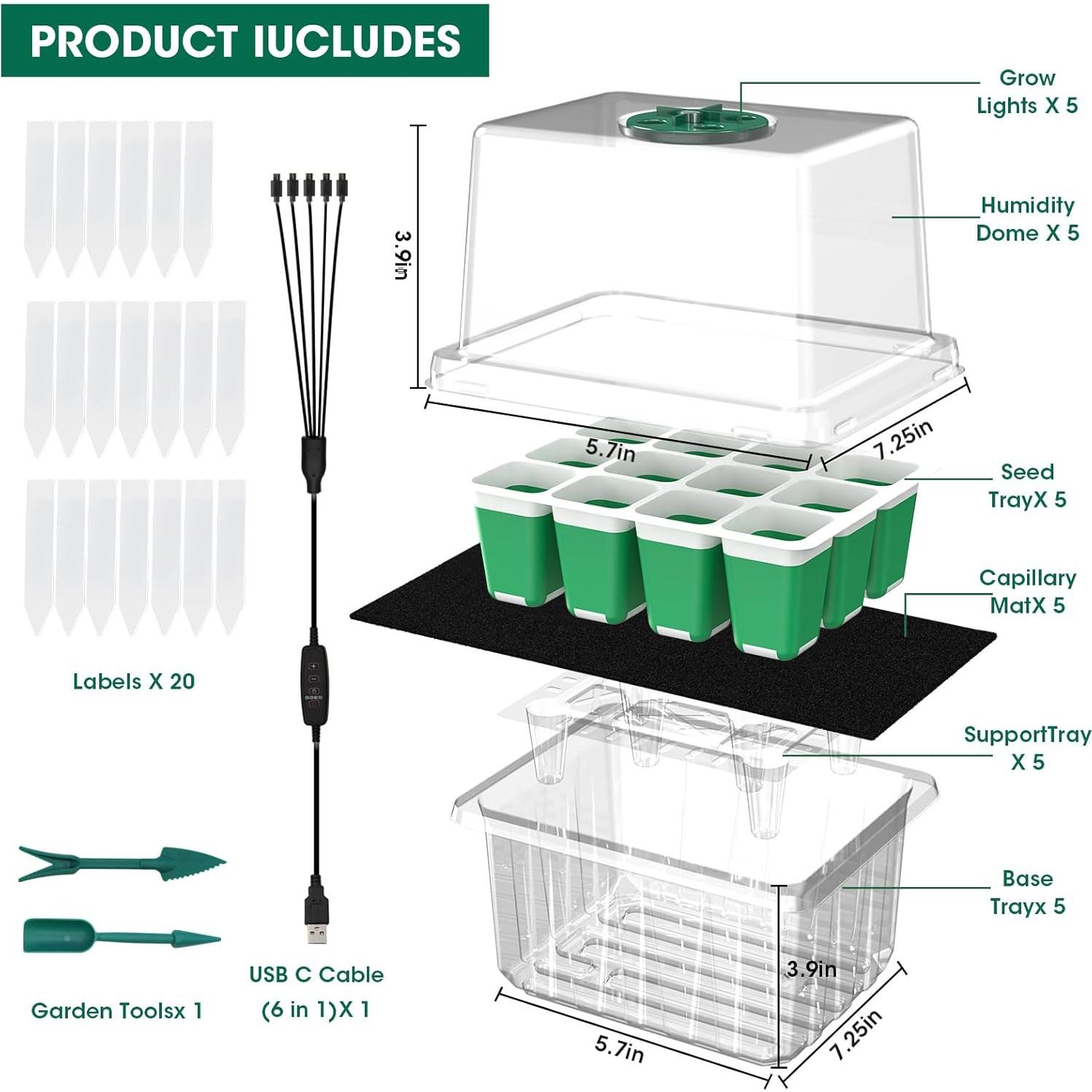 Bandeja de Inicio de Semillas MQHUAYU 60 Celdas Autorriego