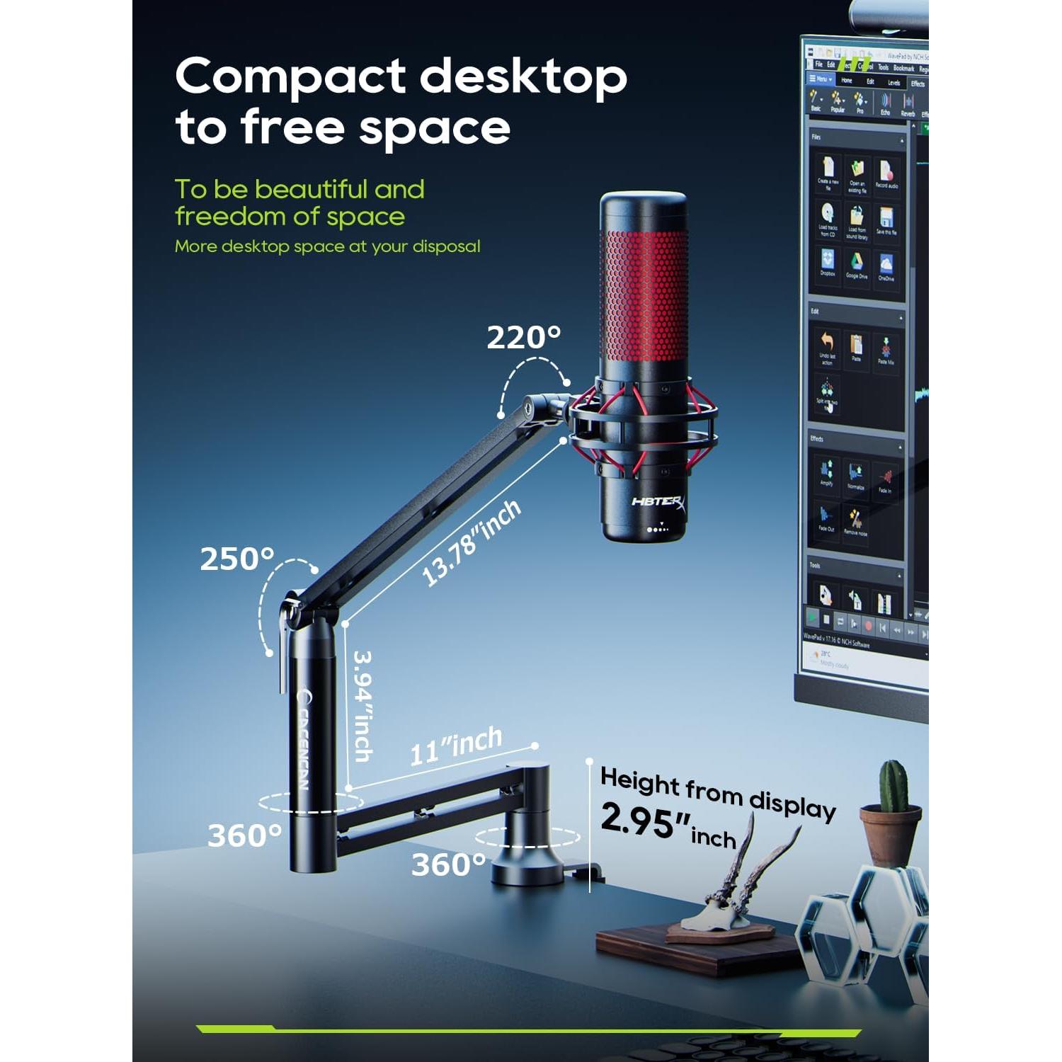 Brazo de Micrófono Plegable M05 con Montaje de Escritorio 1kg