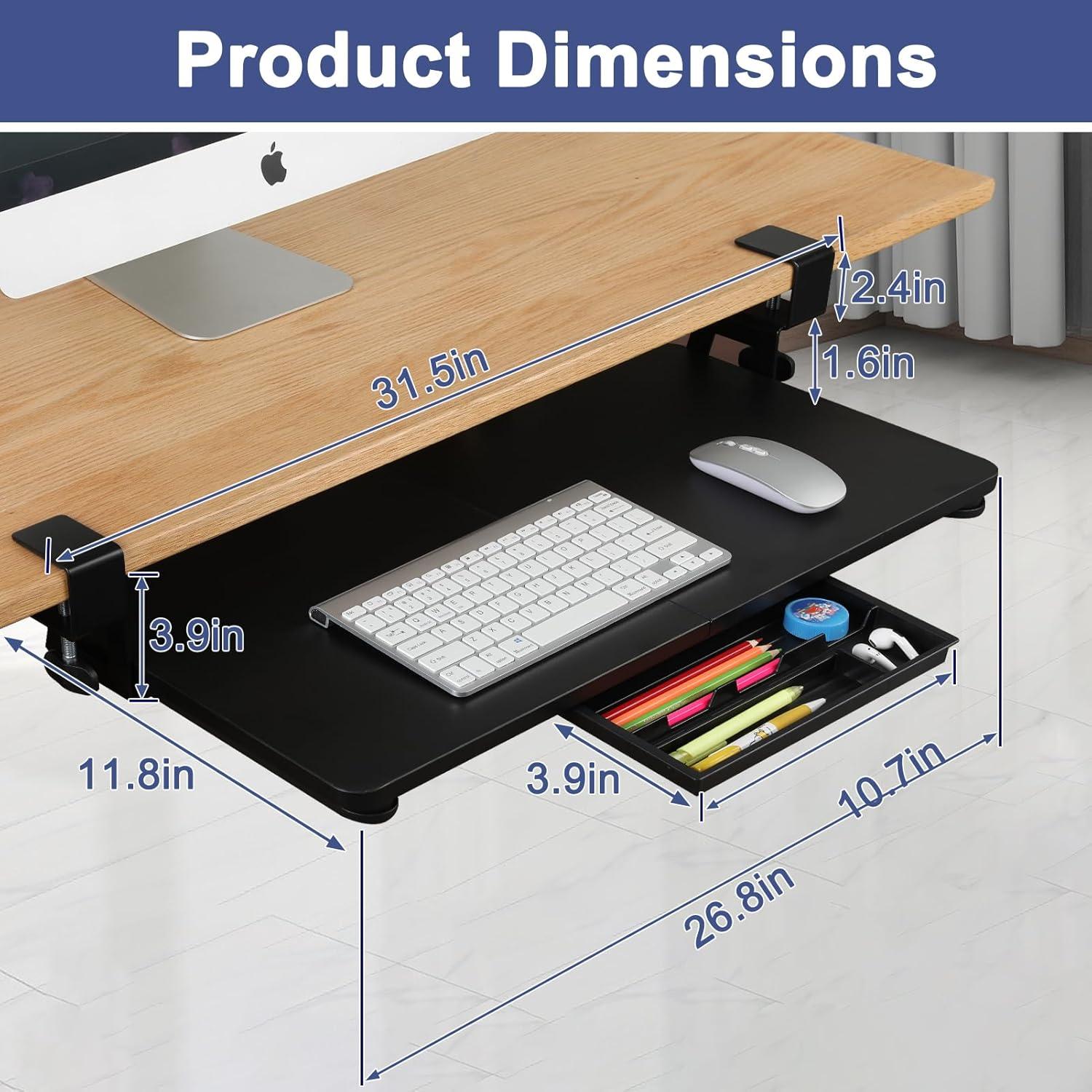 Bandeja de Teclado KAHOYI Extraíble 67.9x30 cm Negra