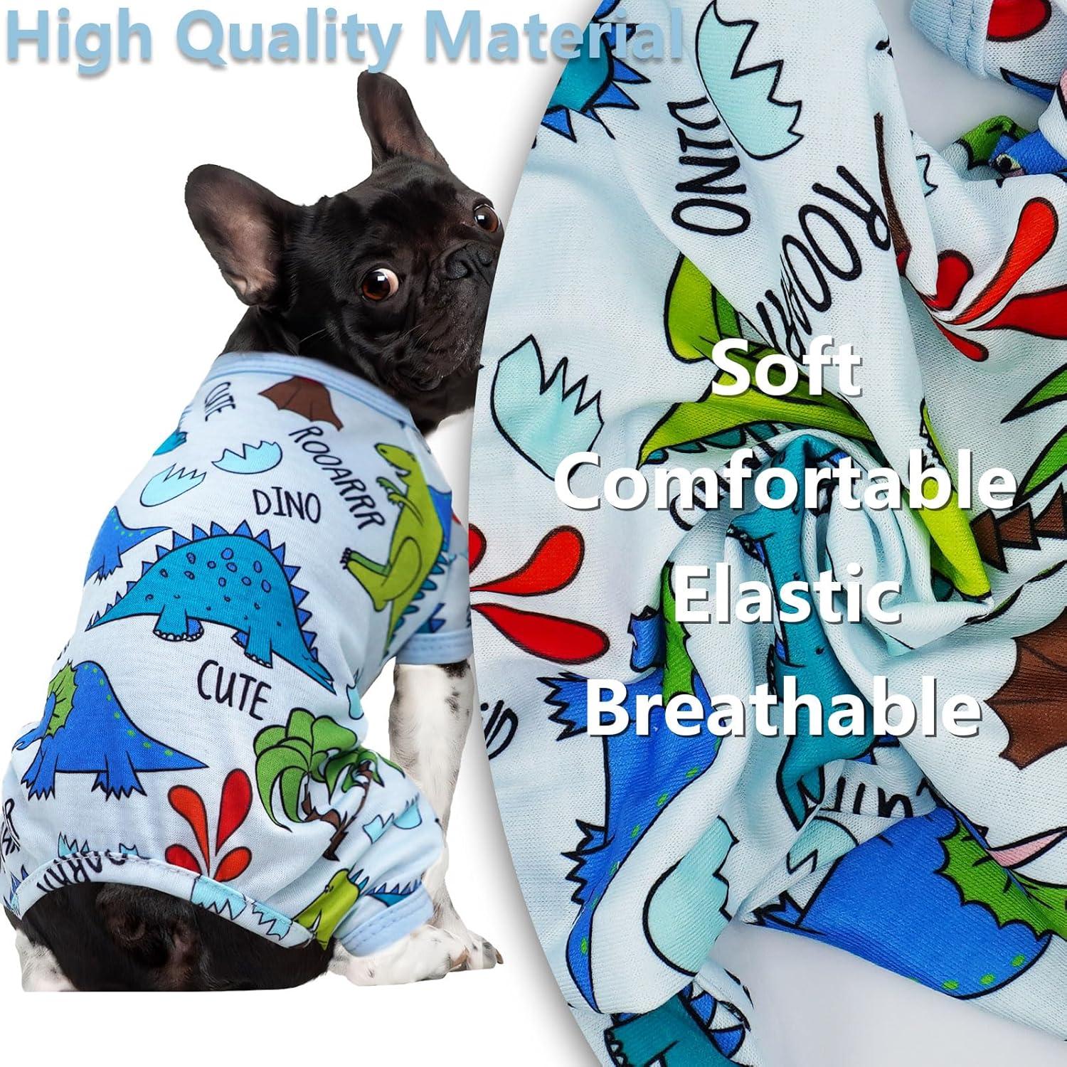 Pijamas para Perros Puppishy Mediano Dinosaurio Azul Suave