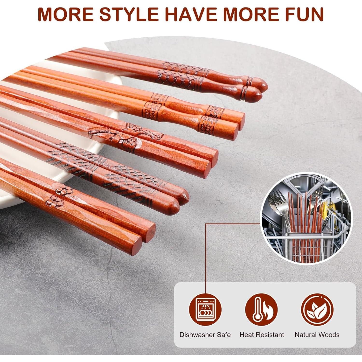 Palillos Reutilizables KAHACIYO 22.5 cm Madera Natural 5 Pares