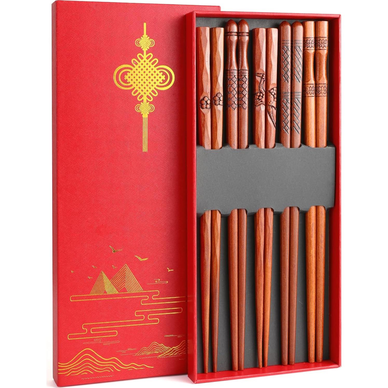 Palillos Reutilizables KAHACIYO 22.5 cm Madera Natural 5 Pares