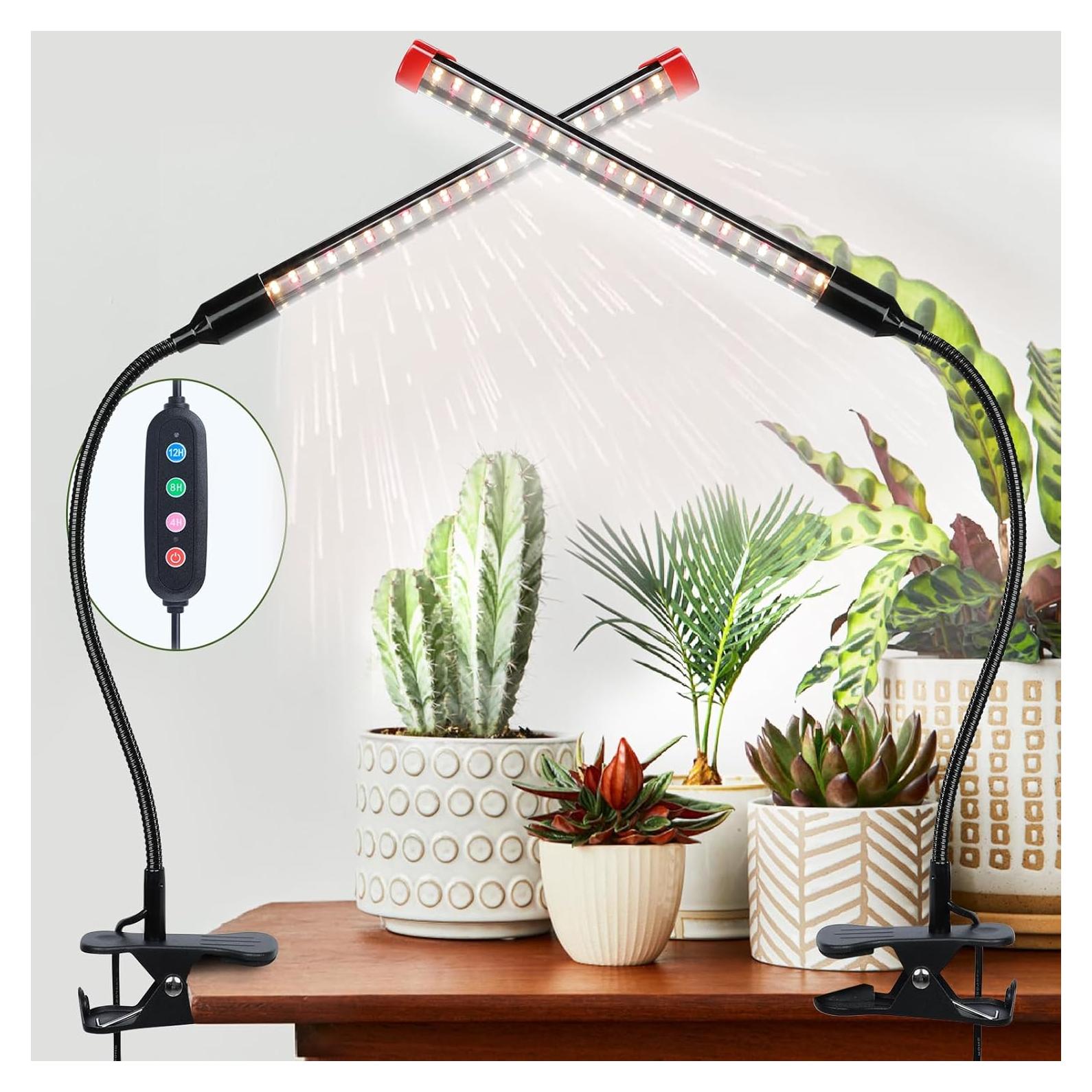 Luz de Crecimiento LED FECiDA 9W Clip 2Pack con Temporizador