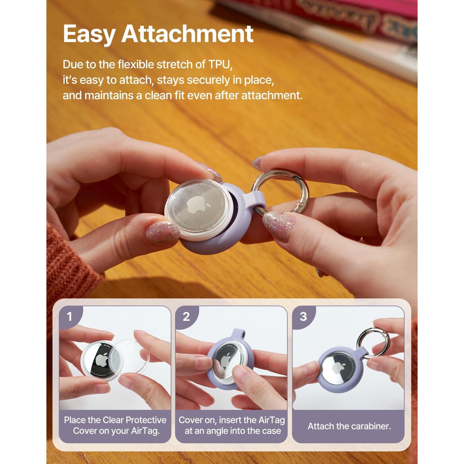 Soporte de llavero para Apple AirTag Sinjimoru TPU Gris Oliva