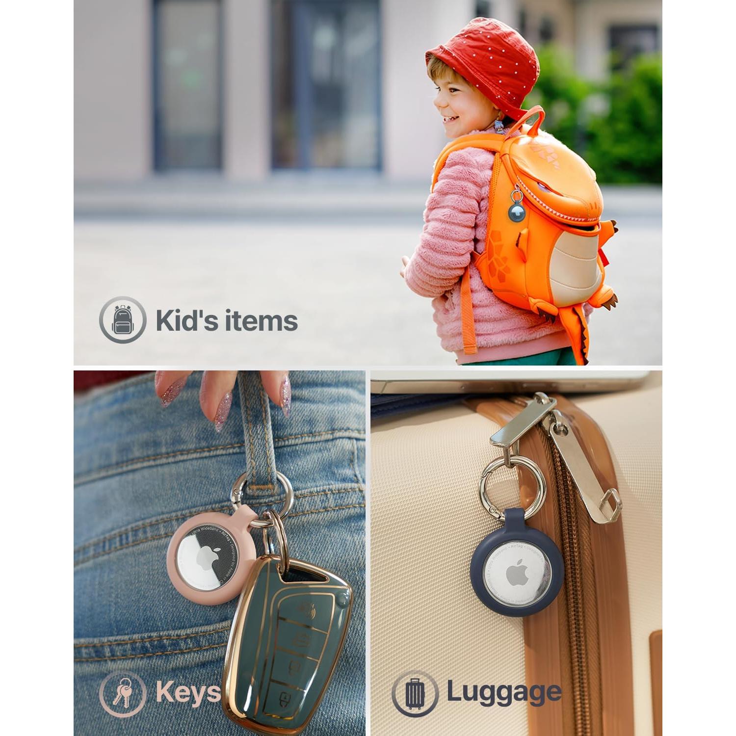 Soporte de llavero para Apple AirTag Sinjimoru TPU Gris Oliva