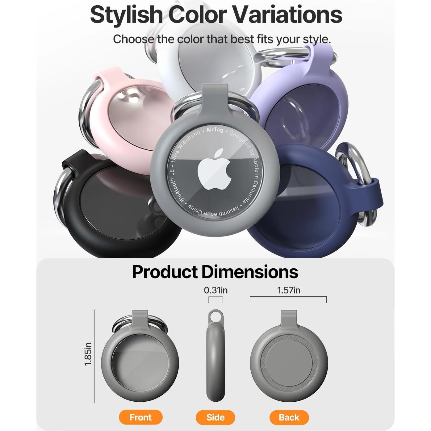 Soporte de llavero para Apple AirTag Sinjimoru TPU Gris Oliva