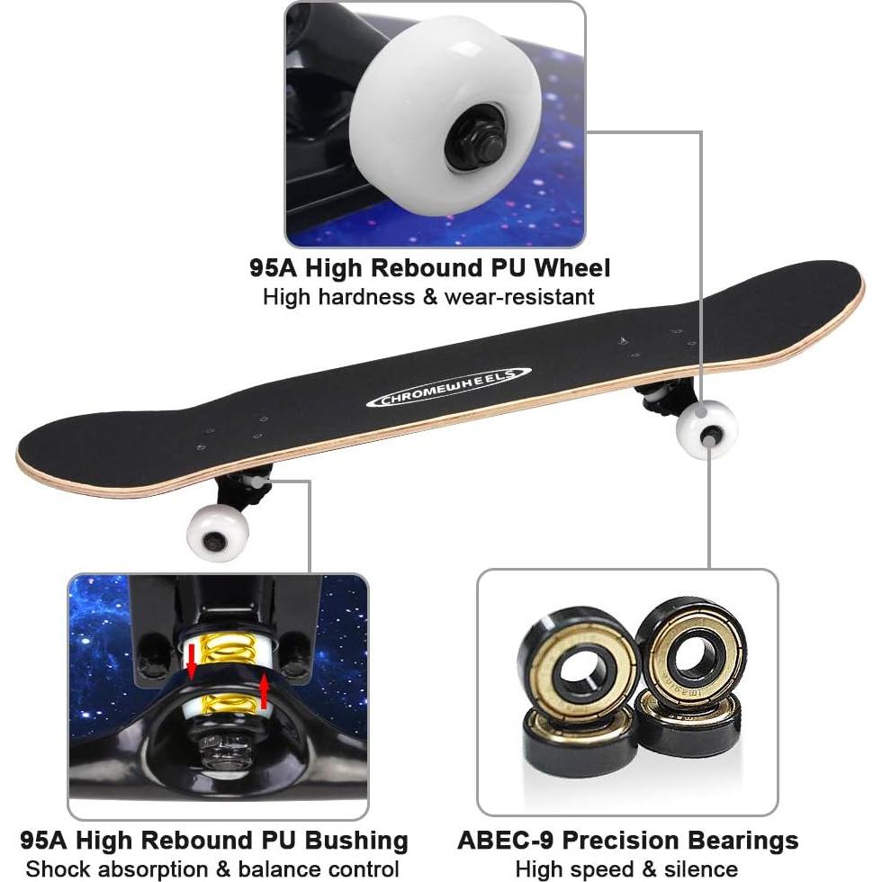 Patineta Completa ChromeWheels 31" Arce Canadiense 7 Capas