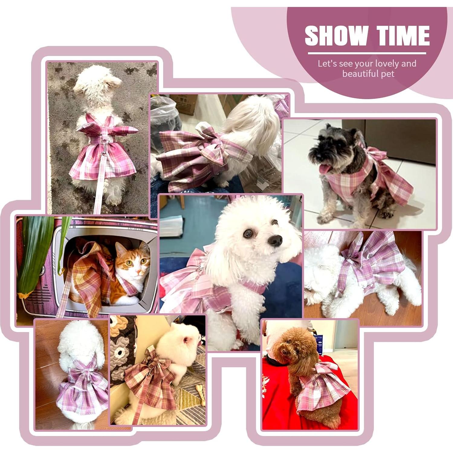 Conjunto Arnés y Vestido para Perro PETCARE Rosa S