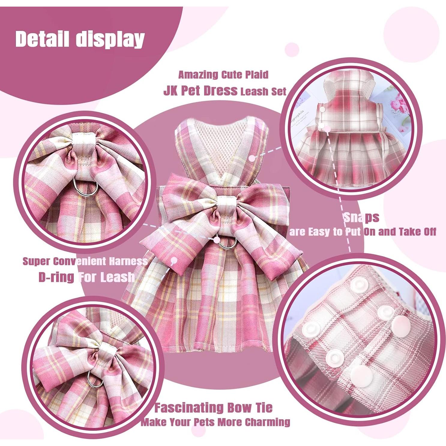 Conjunto Arnés y Vestido para Perro PETCARE Rosa S