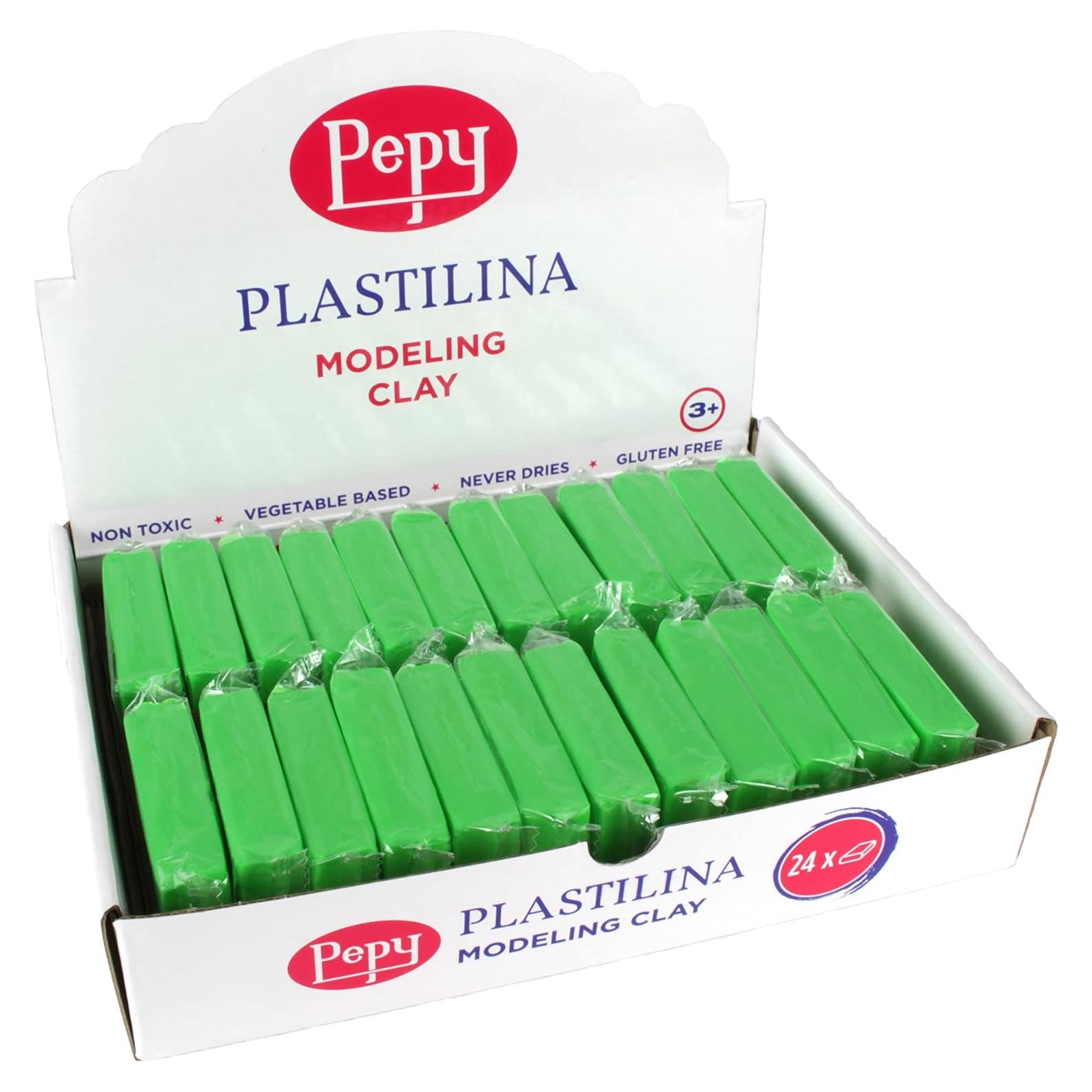 Pepy Plastilina No Secante Verde Claro Set 24 Barras 1.4 oz
